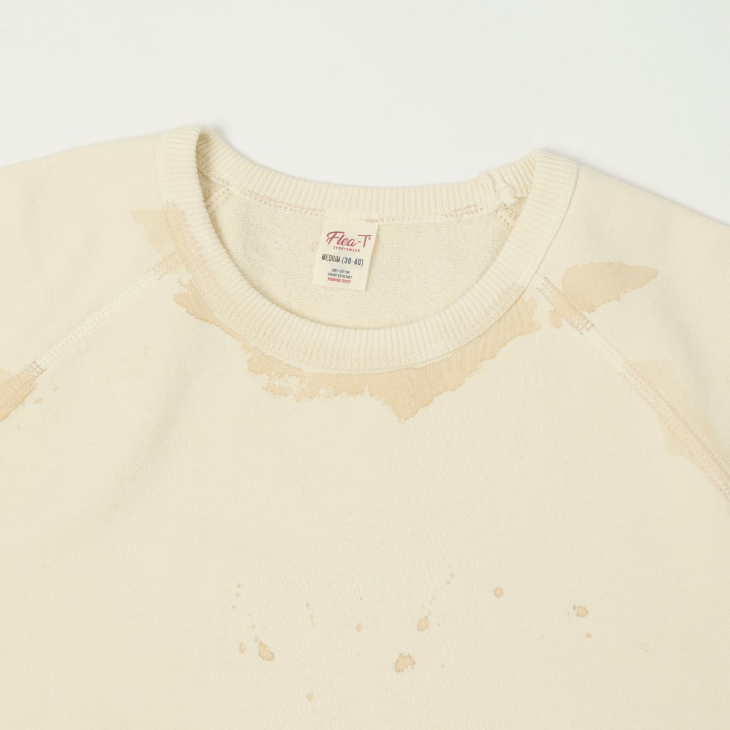 Flea-T 1950s Raglan Sleeve 'Vintage' Wash Sweatshirt - White