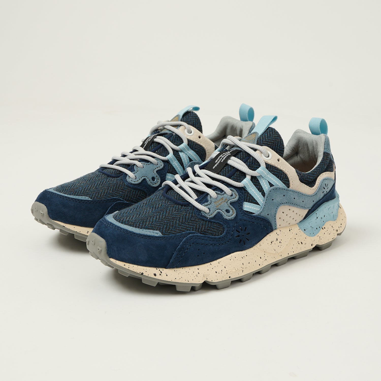 Flower Mountain Yamano 3 Suede/Woolen Knit - Black/Light Blue/Off White