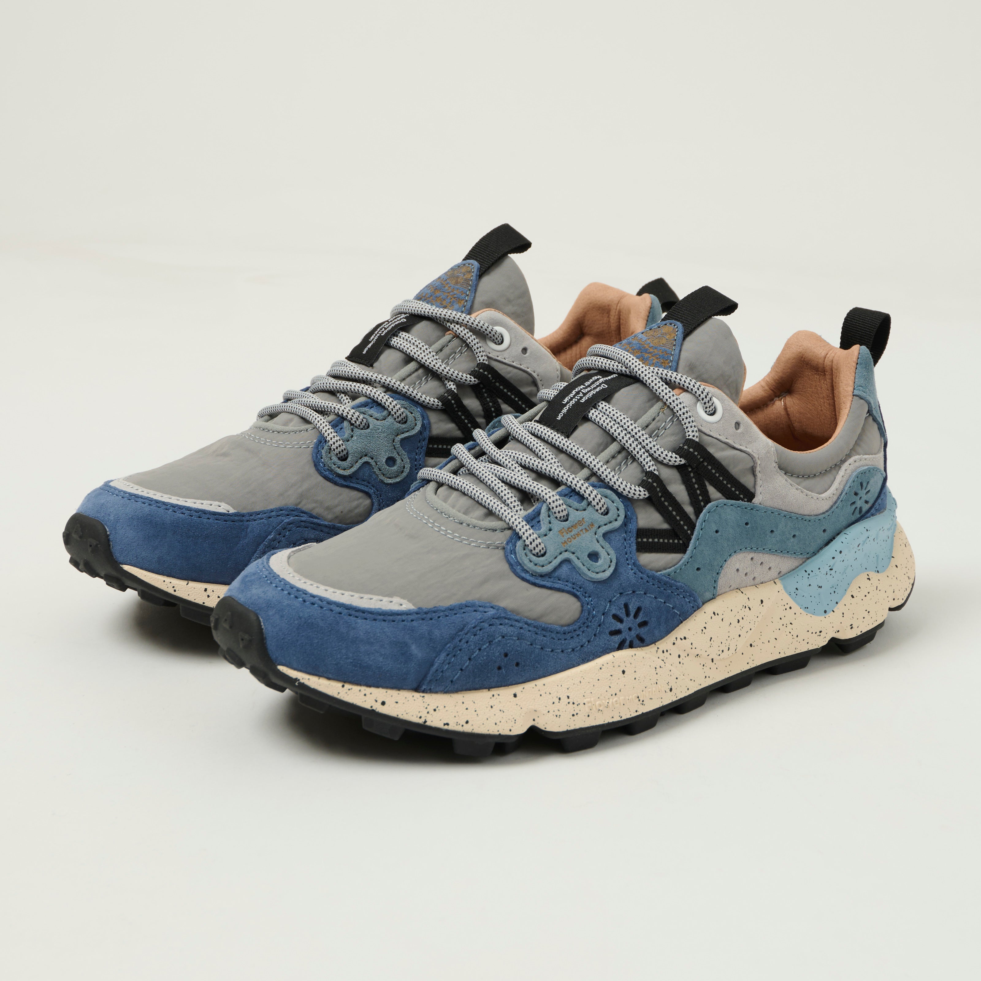 Flower Mountain Yamano 3 Suede/Nylon Sneaker - Light Blue/Deep Petrol/Stone