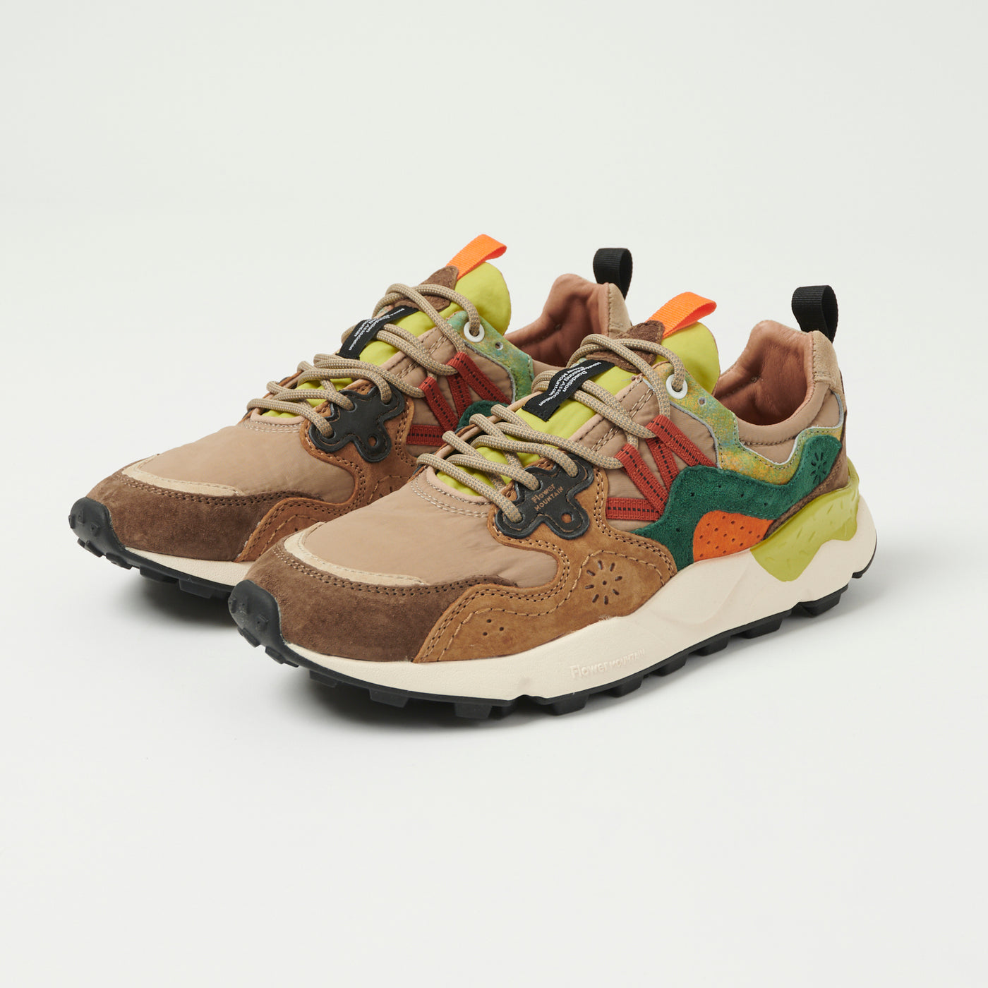 Flower Mountain Yamano 3 Suede/Nylon Sneaker - Brown-Green/Pastel