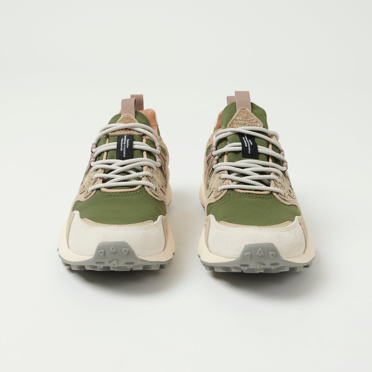 Flower Mountain Yamano 3 Suede/Nylon Sneaker - Off White/Military/Green