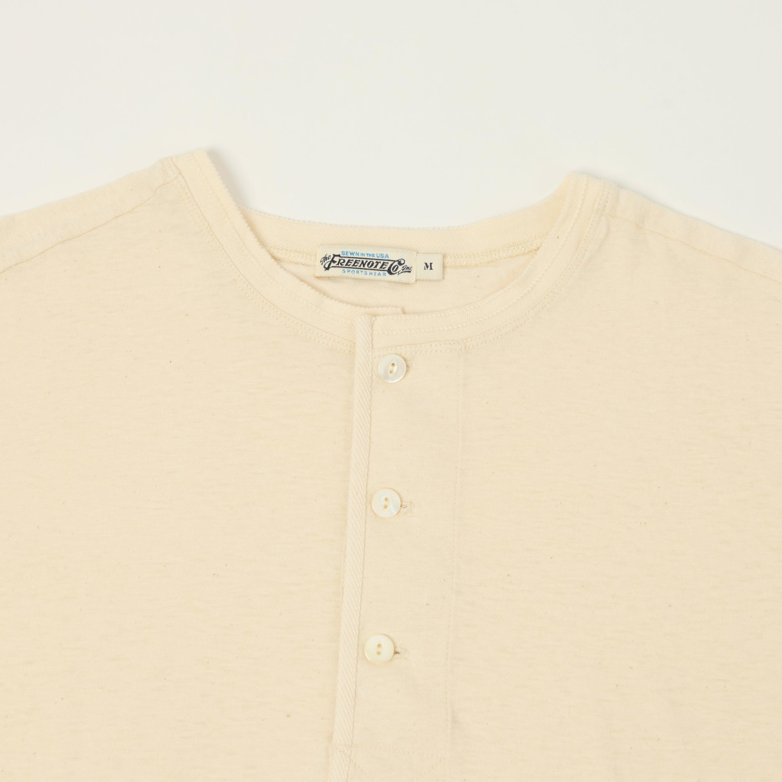 Freenote Cloth 'Fairmont' Short Sleeve Henley - Natural