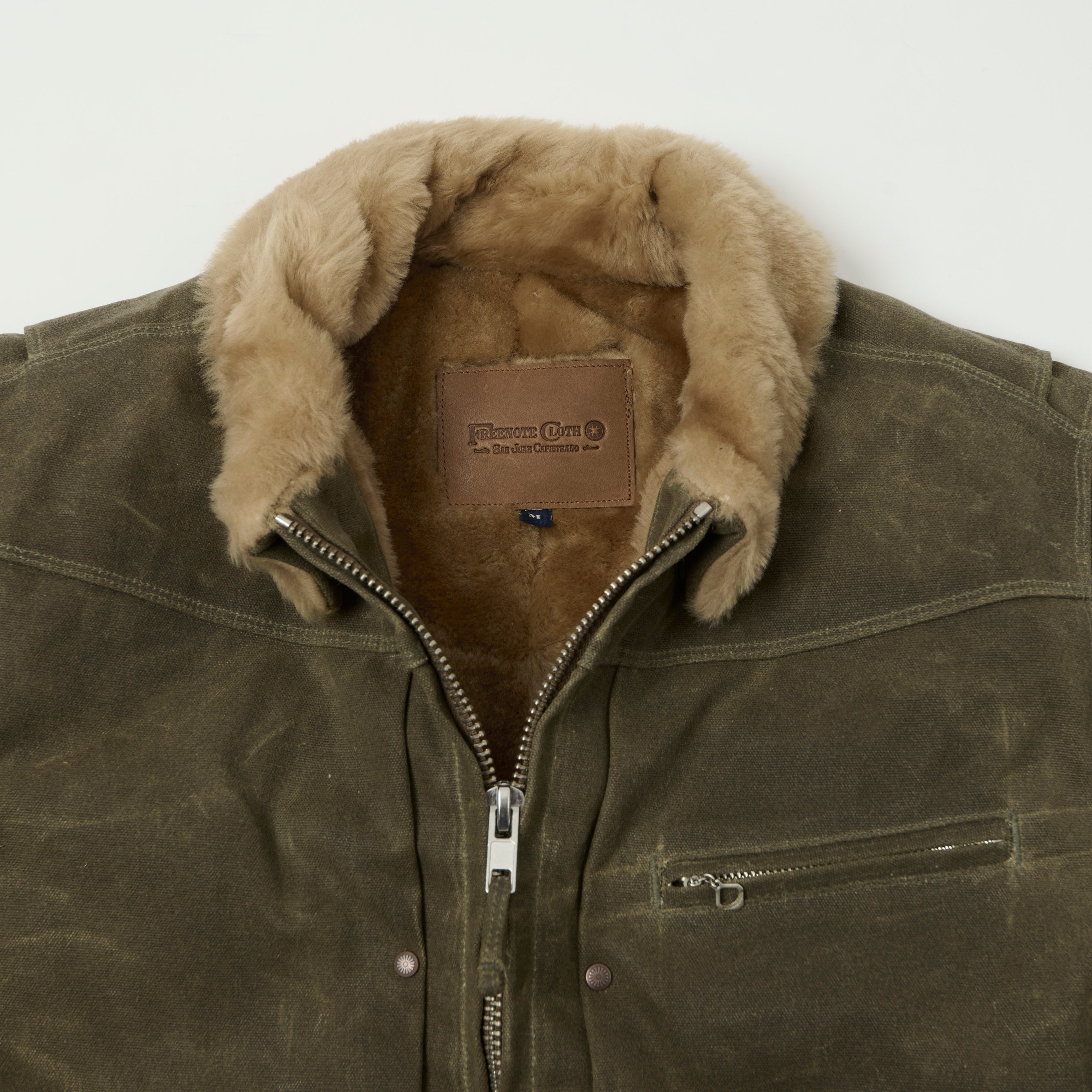 Freenote Cloth Shearling Lined Wax Canvas Jacket - Tobacco