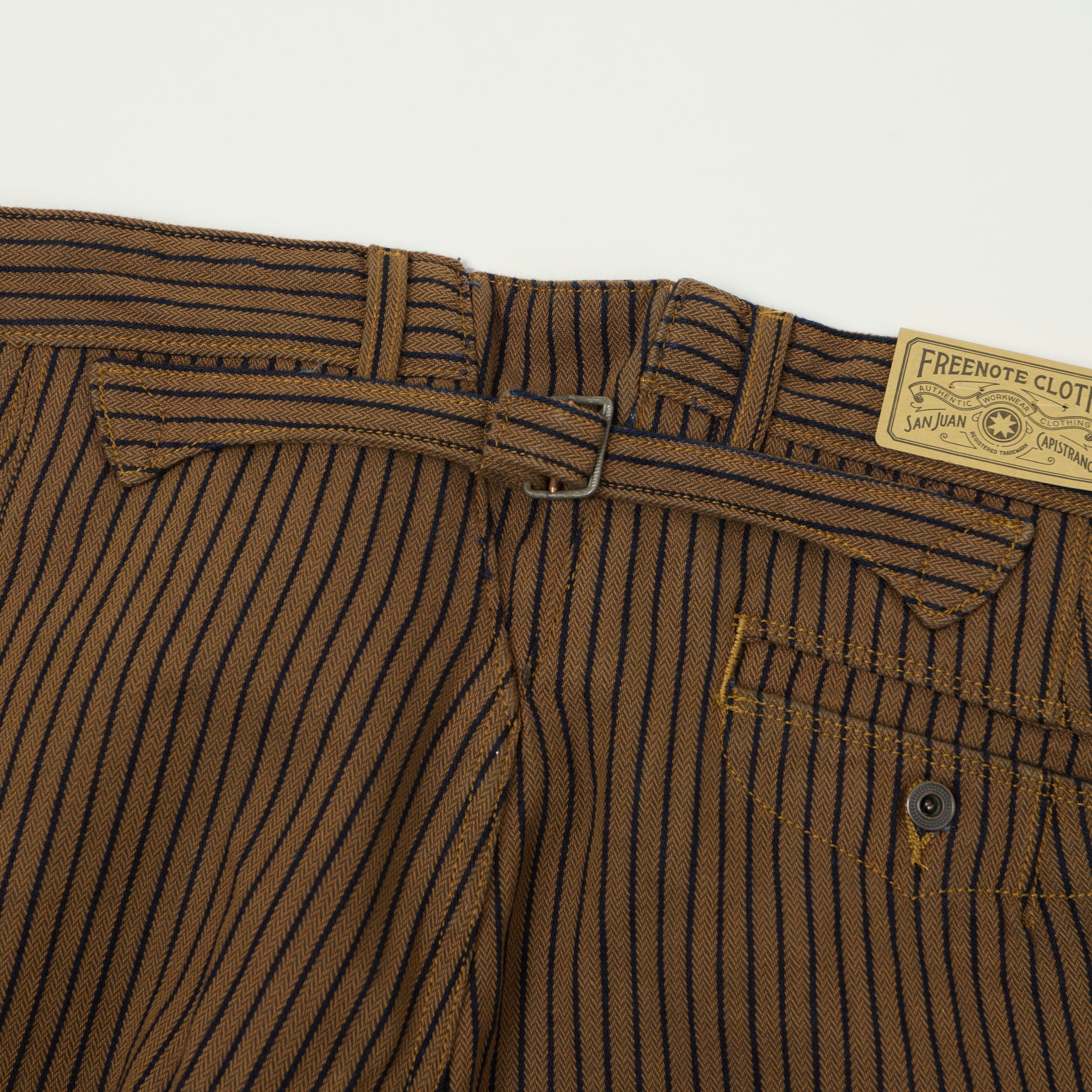 Freenote Cloth Pinstripe Herringbone Dobby Trousers - Brown