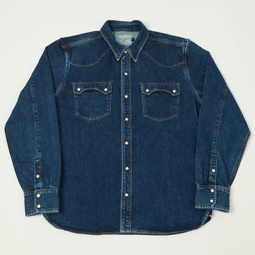 Freenote Cloth 'Modern' 11oz Denim Western Shirt - Stone Wash