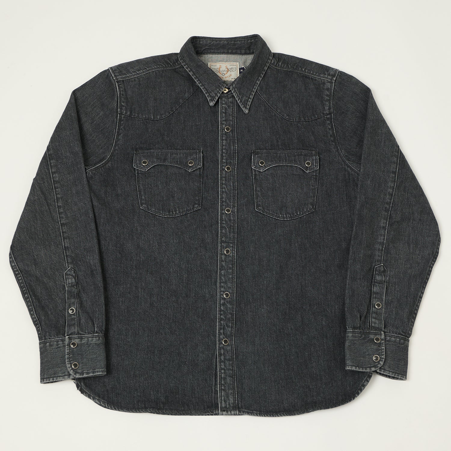 Freenote Cloth 'Modern' 11oz Denim Western Shirt - Black Stone Wash