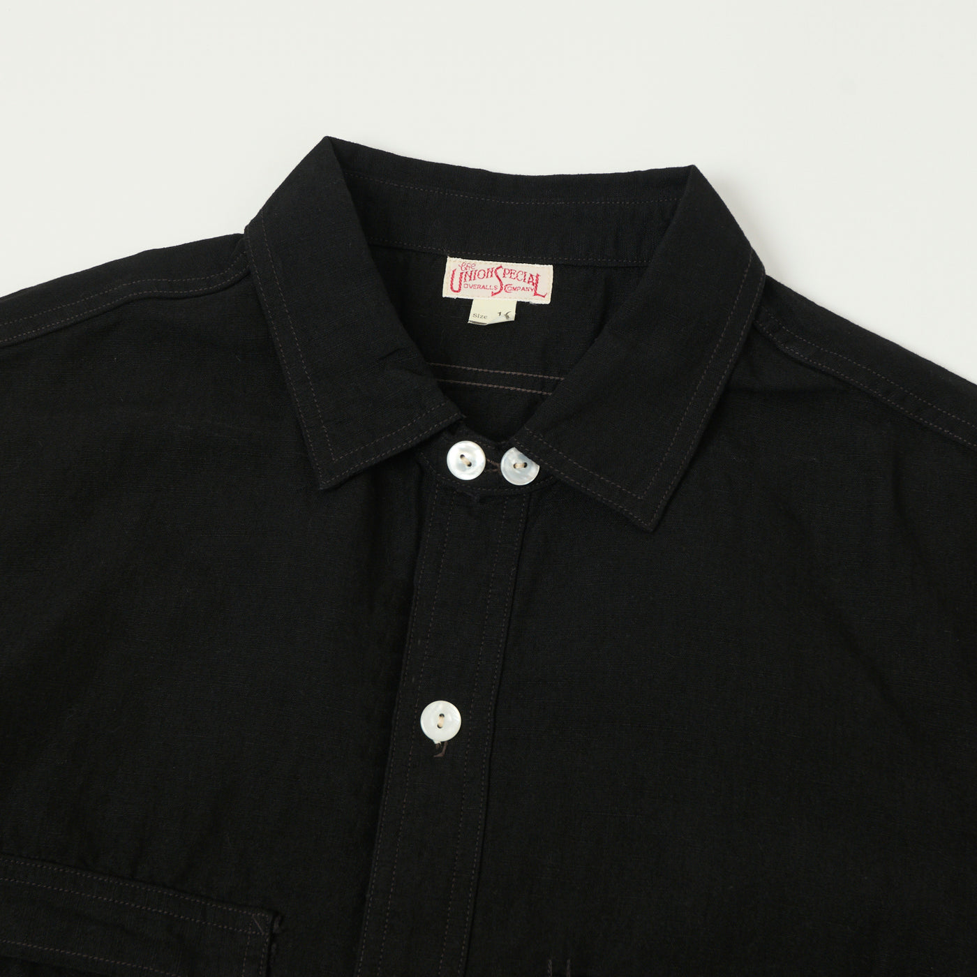 Freewheelers & Co Union Special Overalls 'Big Bertha' S/S Chambray Work Shirt - Black