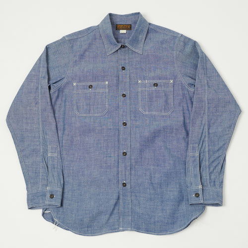 Freewheelers & Co Union Special Overalls 'Neal' Chambray Shirt - Indigo