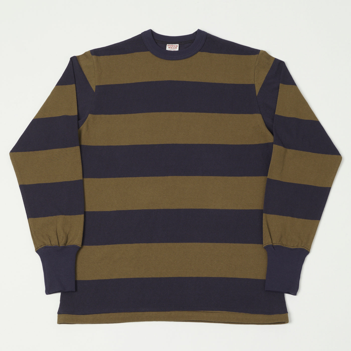 Freewheelers & Co Power Wear Horizontal Stripe Set-In Long Sleeve Tee - Navy/Khaki