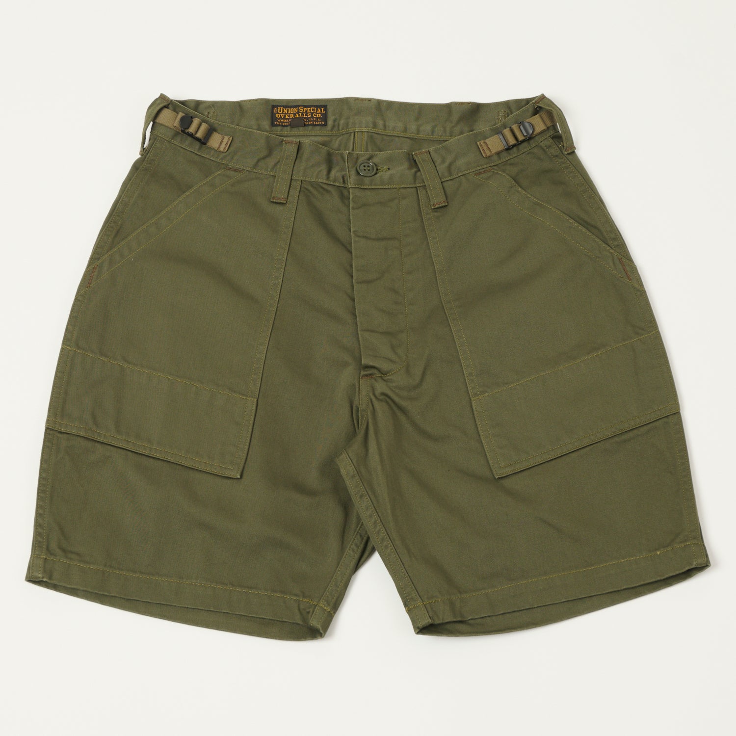 Freewheelers & Co Union Special Overalls 'Sidewinder' Military Short - Dark Olive