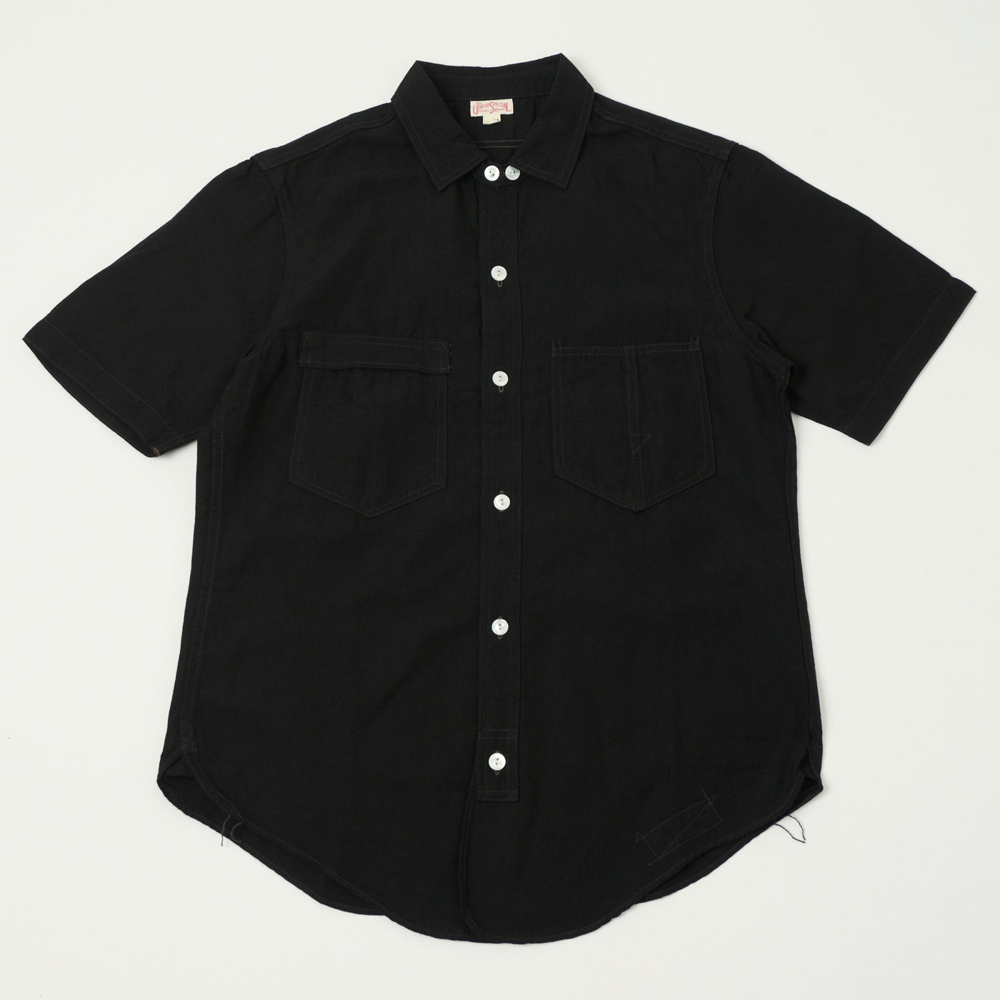 Freewheelers & Co Union Special Overalls 'Big Bertha' S/S Chambray Work Shirt - Black