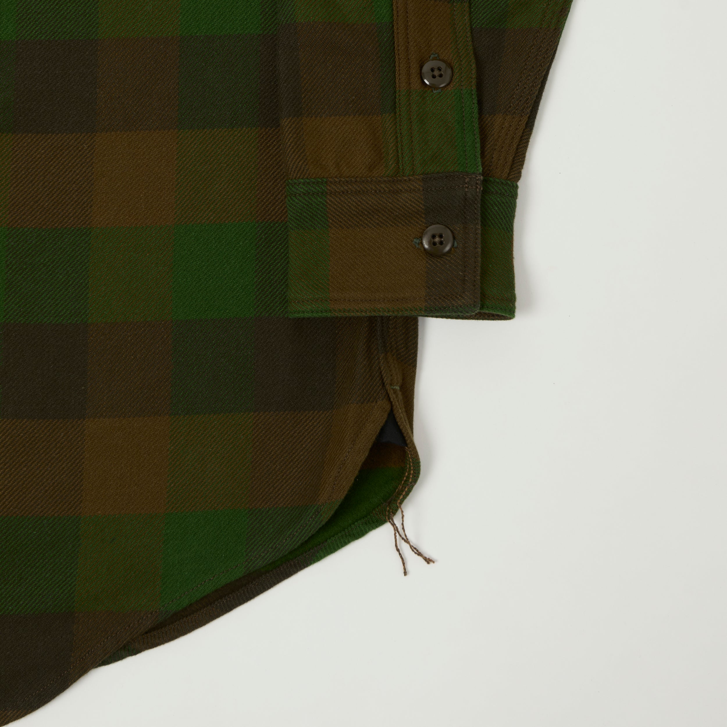Freewheelers & Co Union Special Overalls 'BaldyGus' Mechanic Shirt - Bottle Green/Khaki Brown