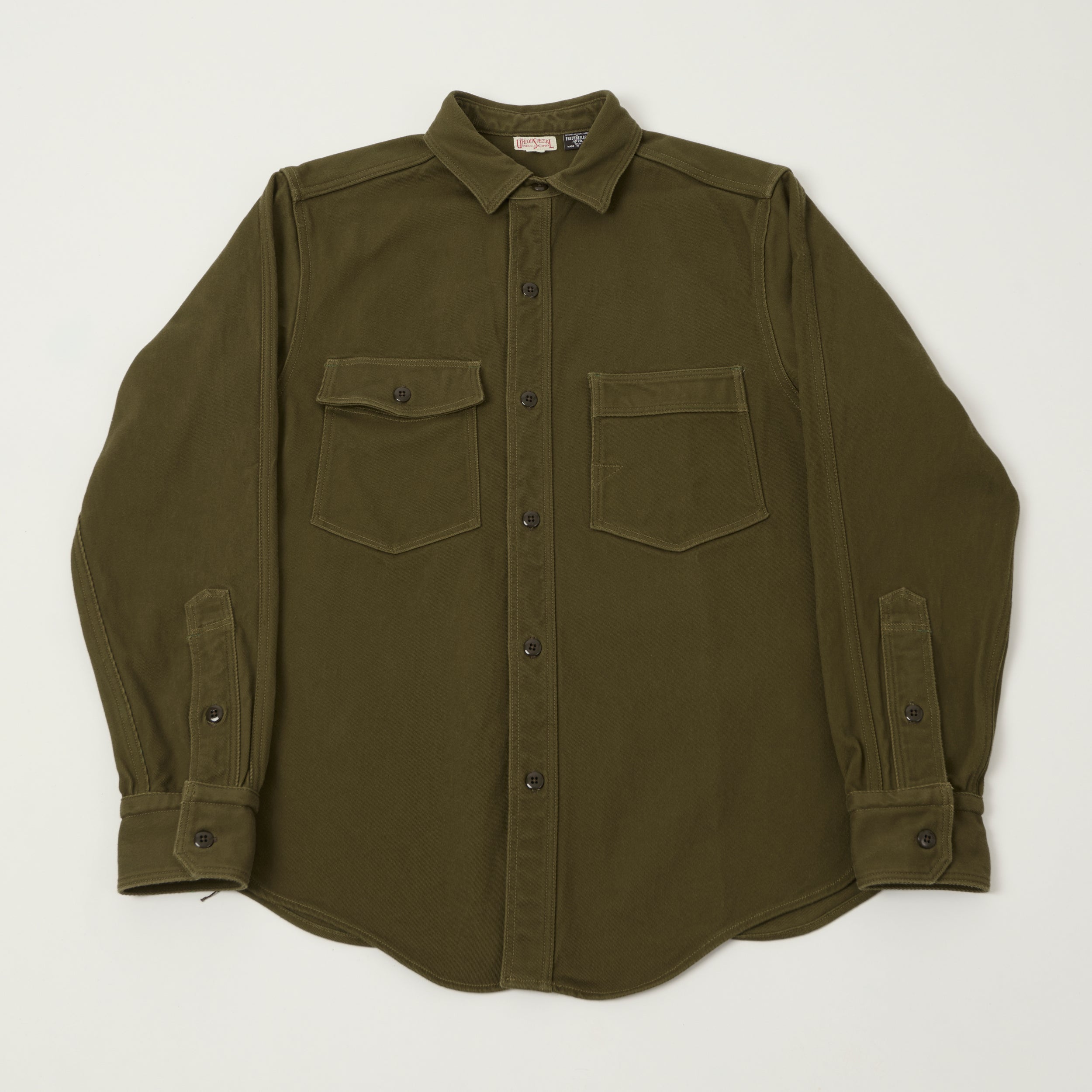 Freewheelers & Co Union Special Overalls 'Gemsa' Work Shirt - Khaki Olive