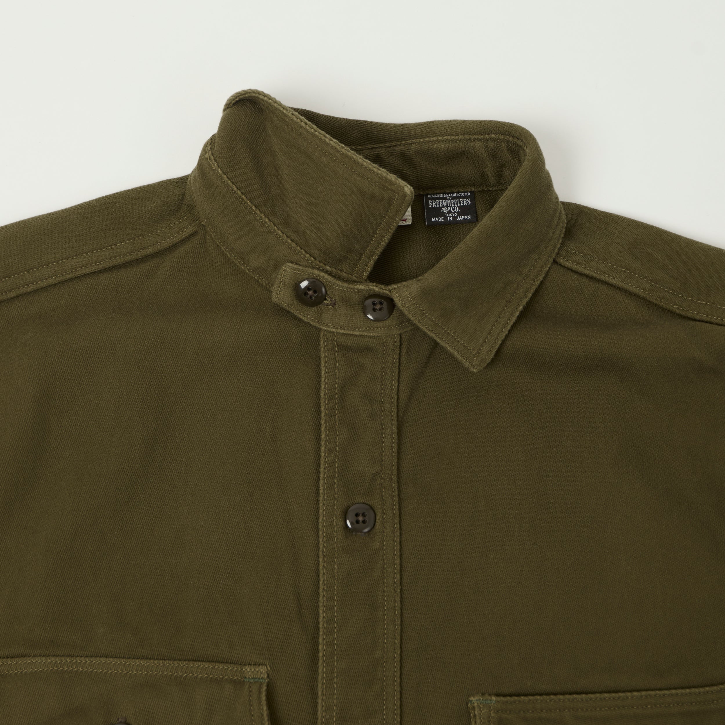 Freewheelers & Co Union Special Overalls 'Gemsa' Work Shirt - Khaki Olive