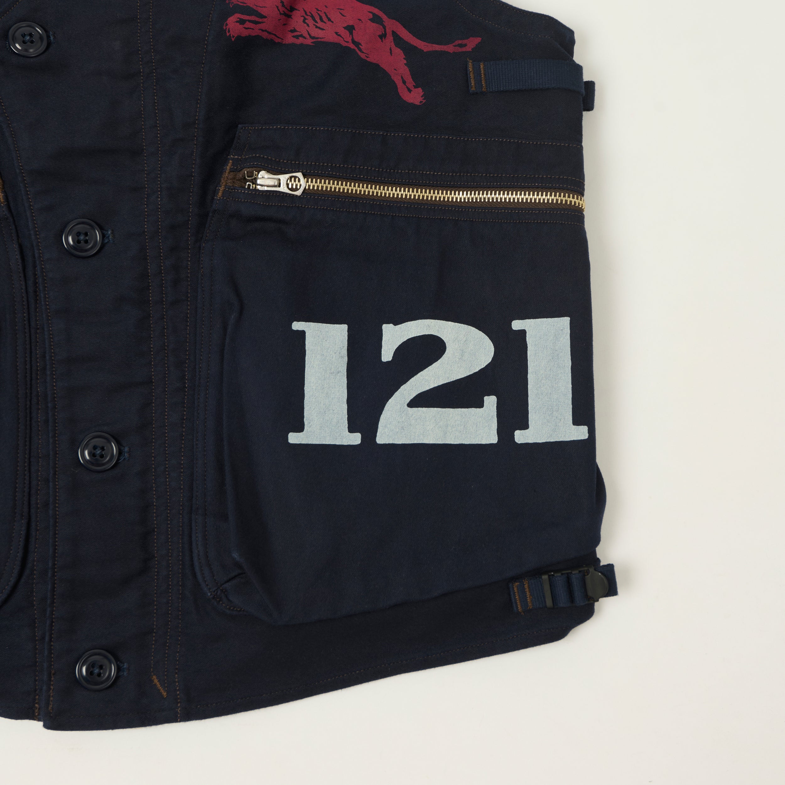 Freewheelers & Co 'Gilmore Oil Company' Speed Engineer Sleeveless Coat - Navy