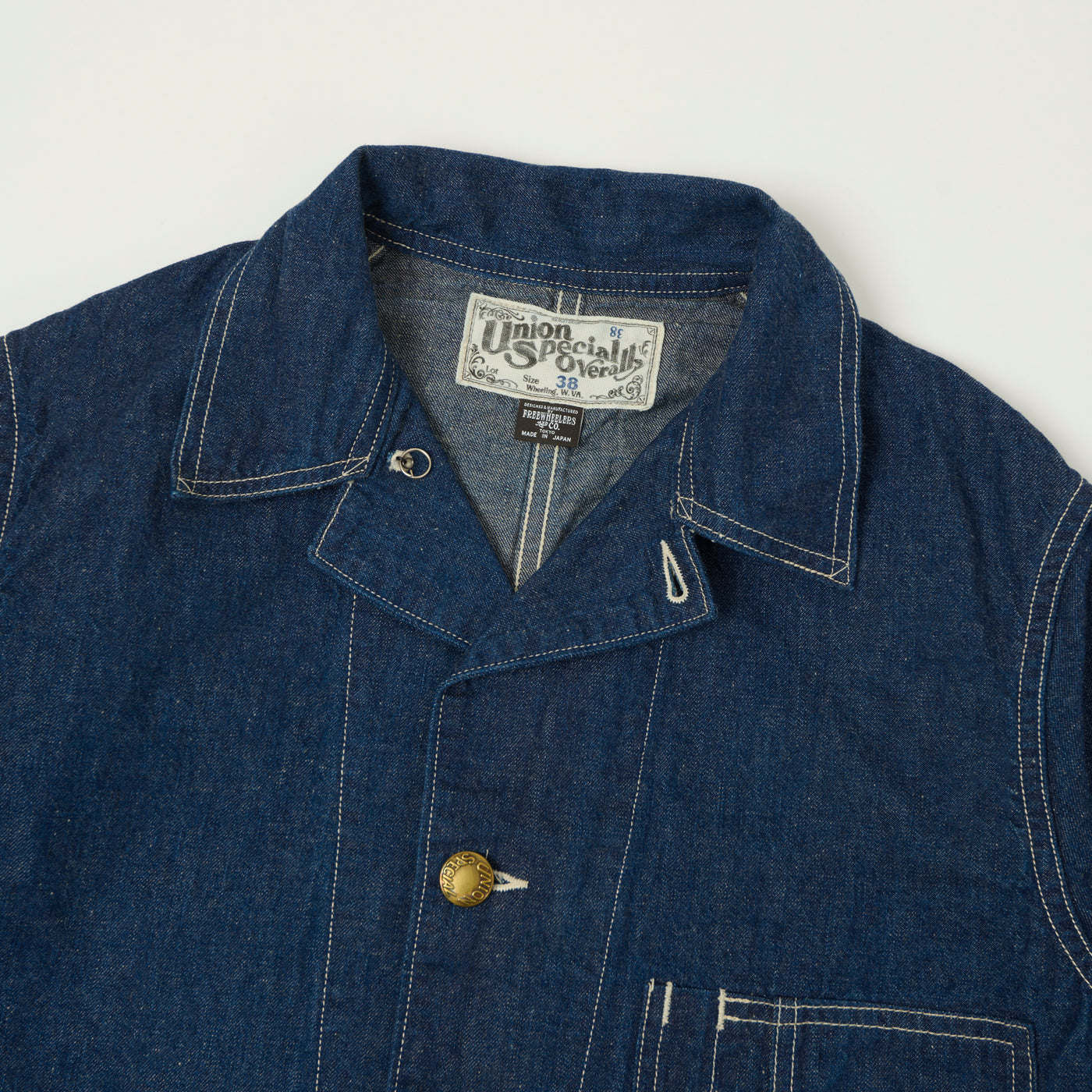 Freewheelers & Co Union Special Overalls 'Iron Wharf' 8oz. Denim Work Coat - One Wash
