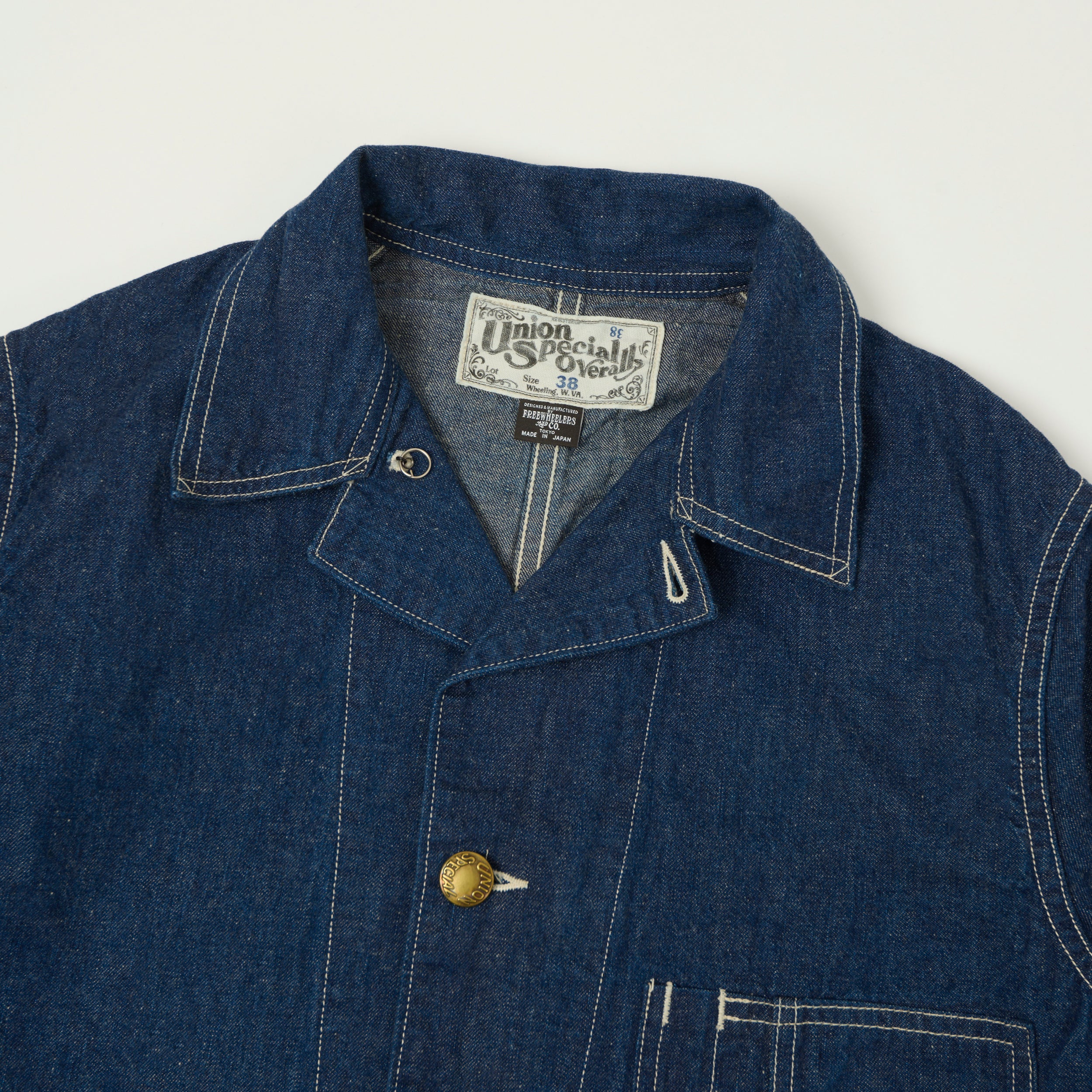 Freewheelers & Co Union Special Overalls 'Iron Wharf' 8oz. Denim Work Coat - One Wash