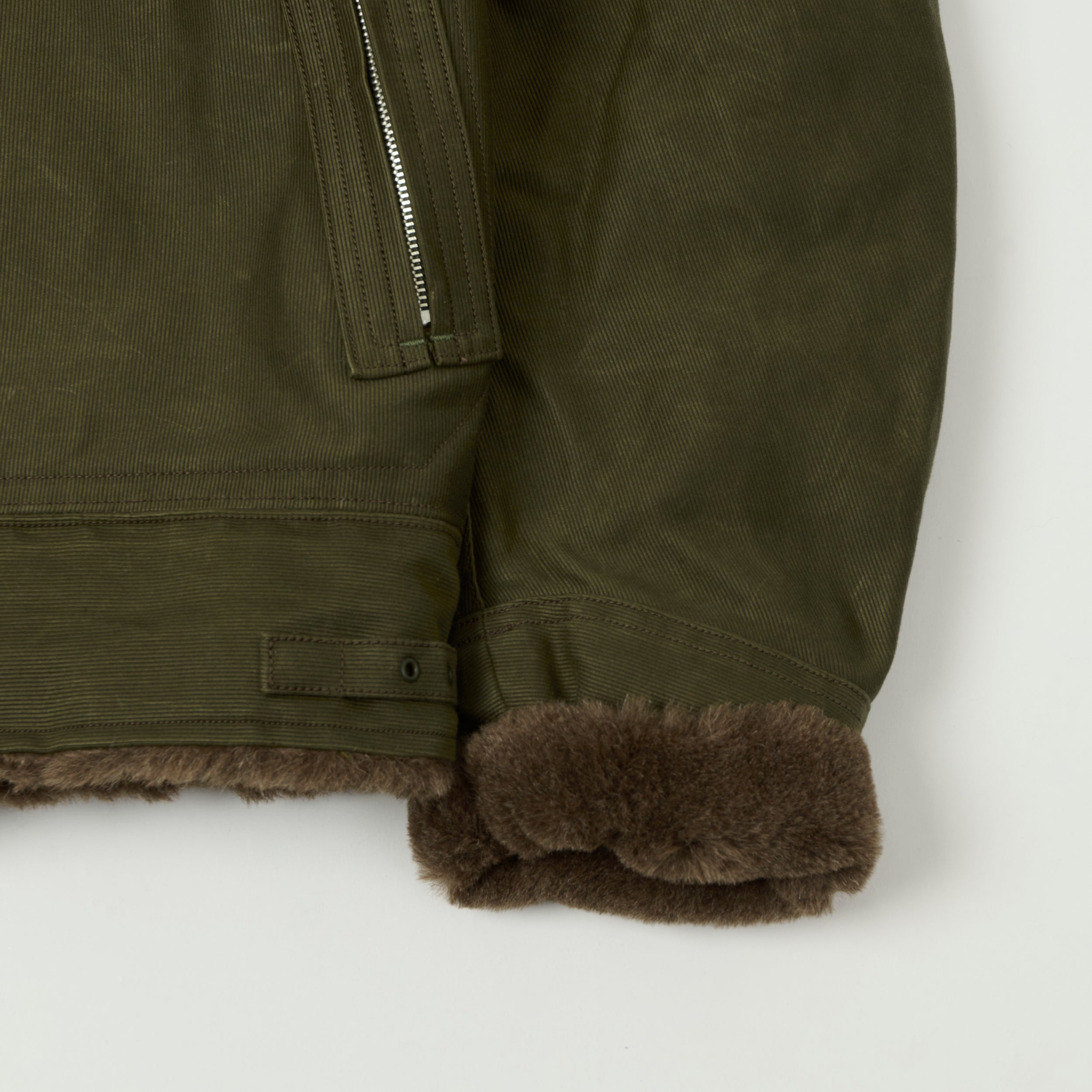 Freewheelers & Co Leather Togs 'Winter Aviators' Jacket - Dark Khaki Beige