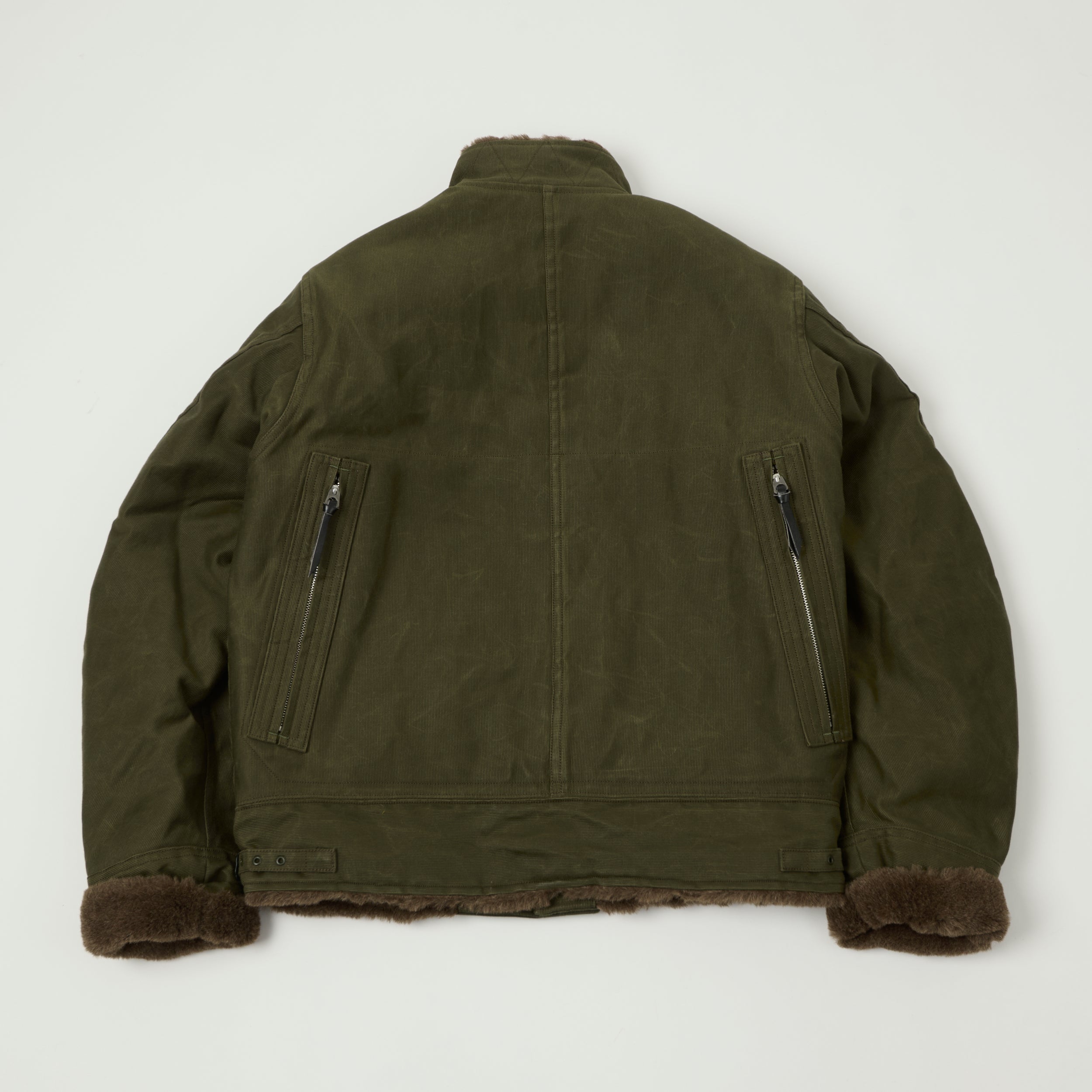 Freewheelers & Co Leather Togs 'Winter Aviators' Jacket - Dark Khaki Beige