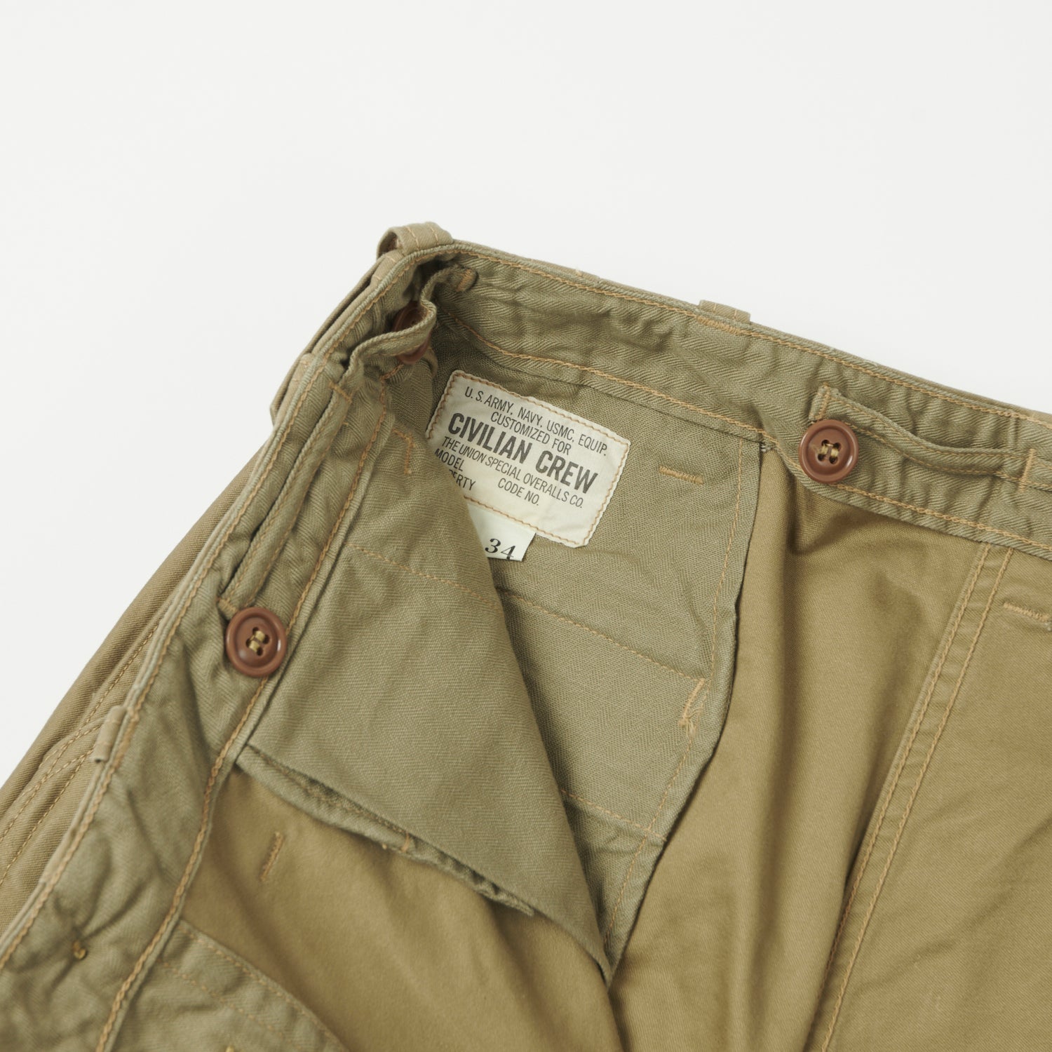 Freewheelers & Co U.S. Military 'M-1943' Trouser -Dark Tan