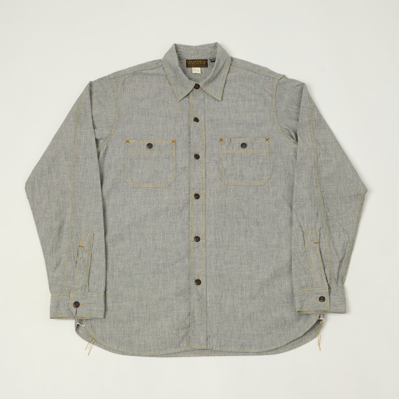 Freewheelers & Co Union Special Overalls 'Neal' Chambray Shirt - White Pepper