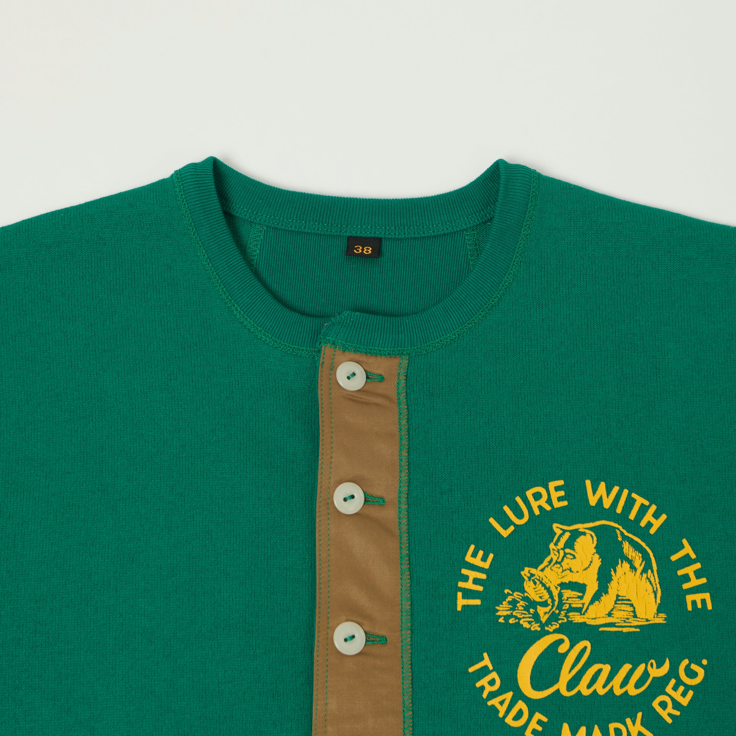 Freewheelers & Co Power Wear 'Claw' Long Sleeve Henley - Green