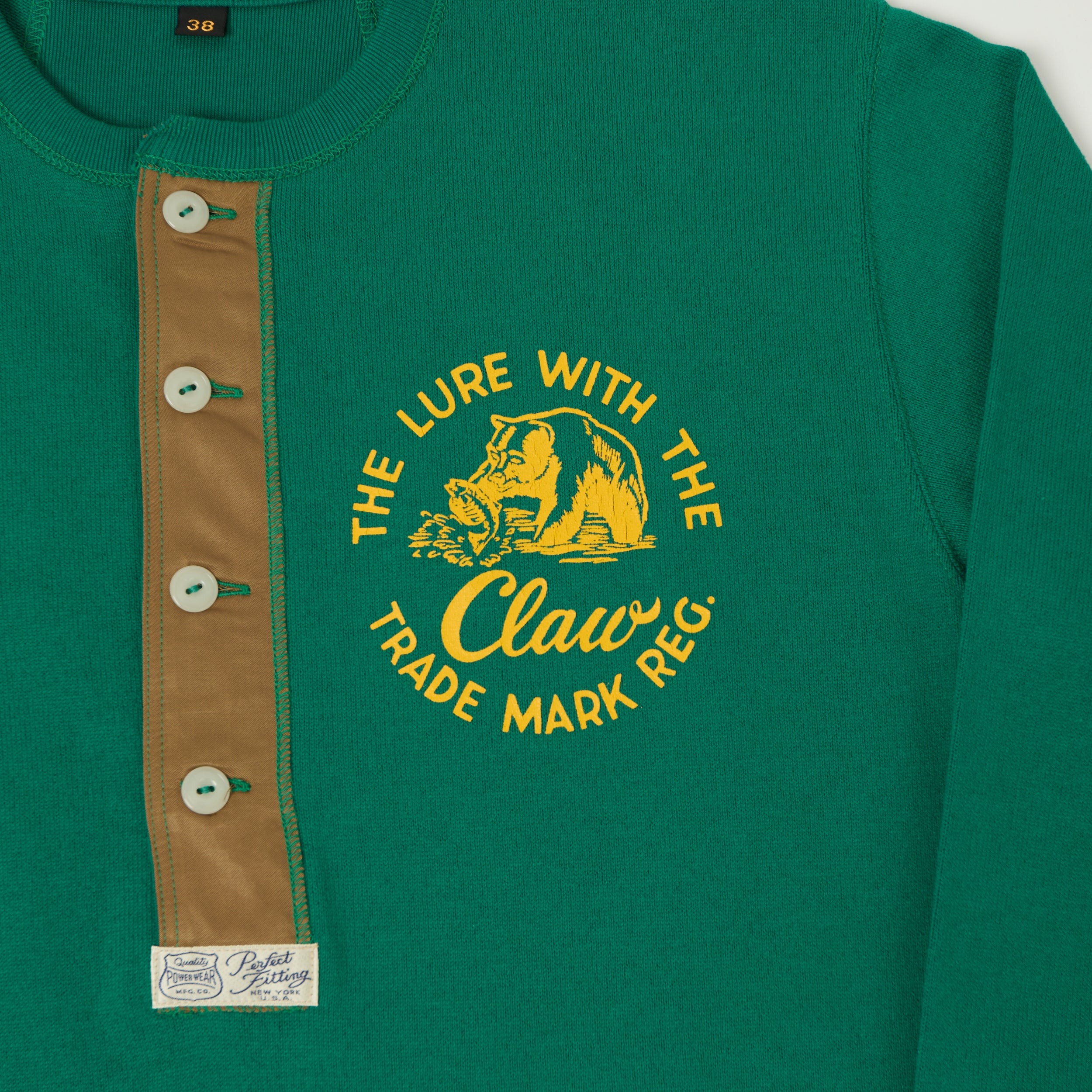 Freewheelers & Co Power Wear 'Claw' Long Sleeve Henley - Green