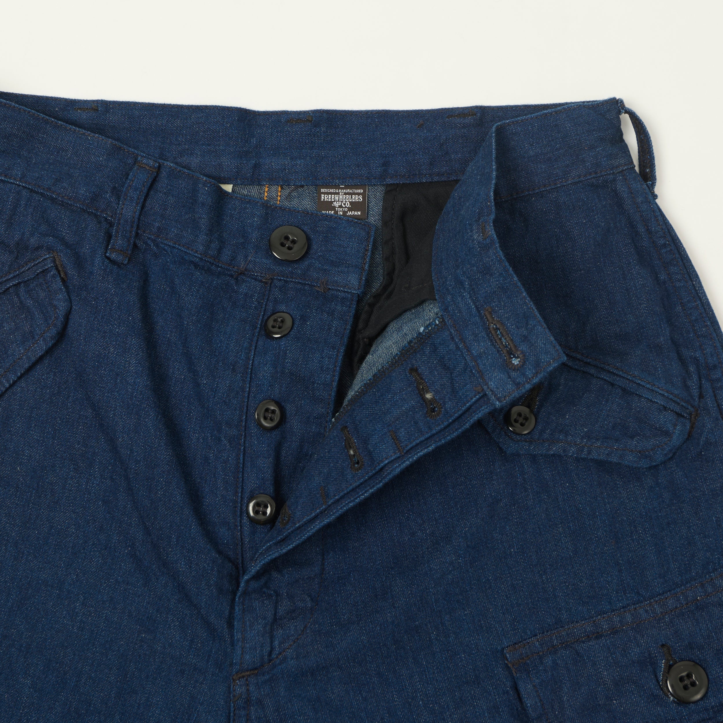 Freewheelers & Co Union Special Overalls 'Jungle Fatigues' 9oz Denim Tropical Shorts - One Wash