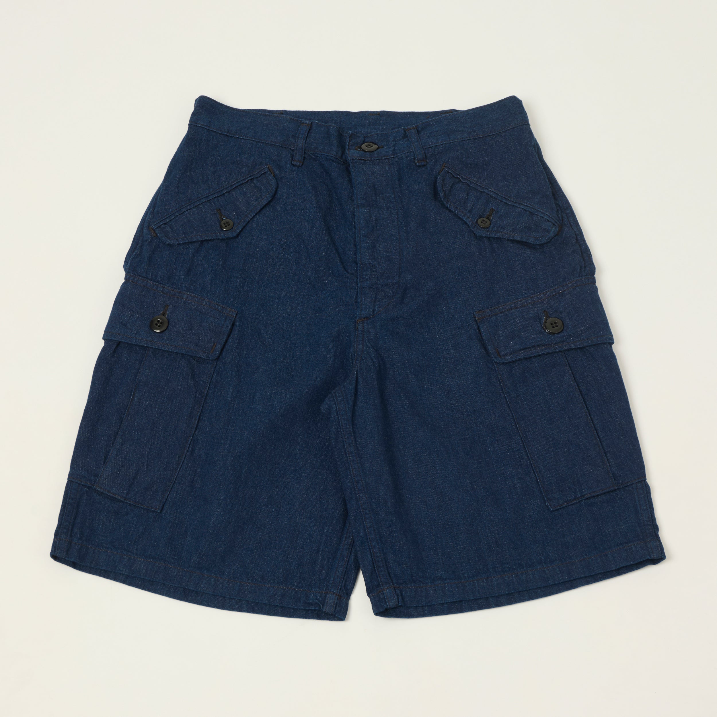 Freewheelers & Co Union Special Overalls 'Jungle Fatigues' 9oz Denim Tropical Shorts - One Wash
