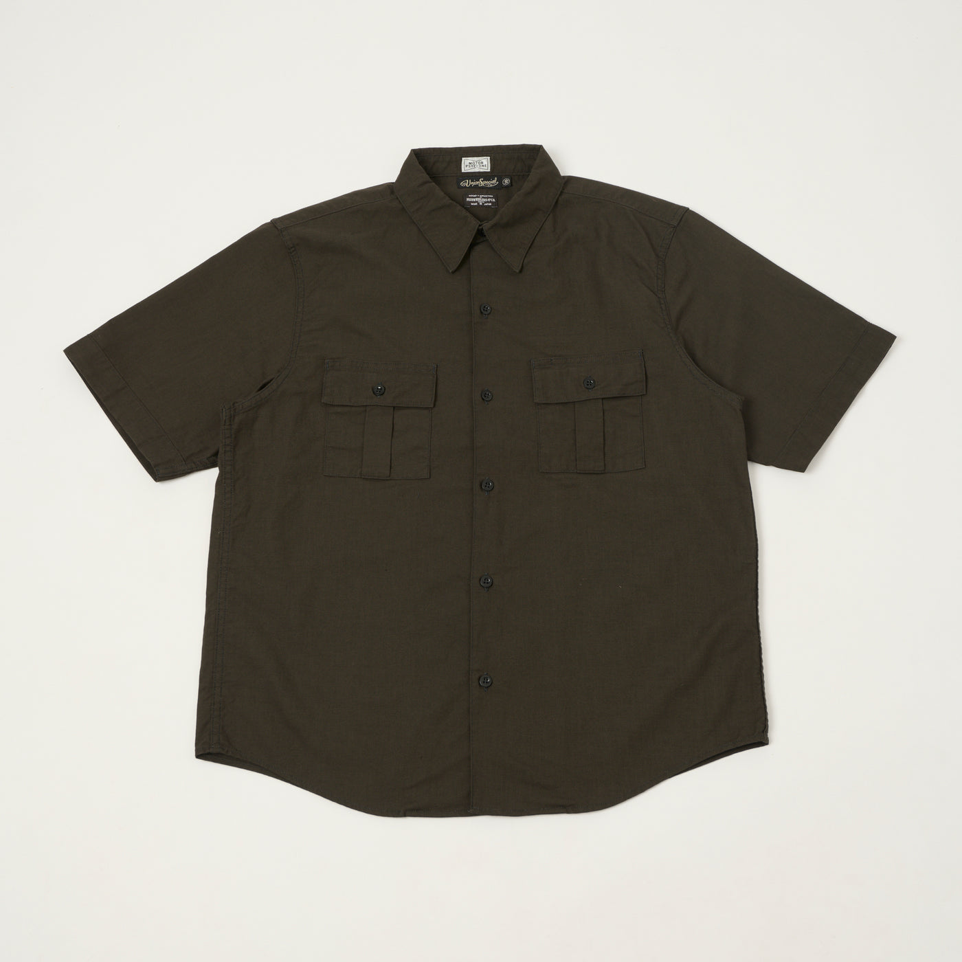 Freewheelers & Co Motor Psyclone 'Corky' Short Sleeve Shirt - Waste Oil Black