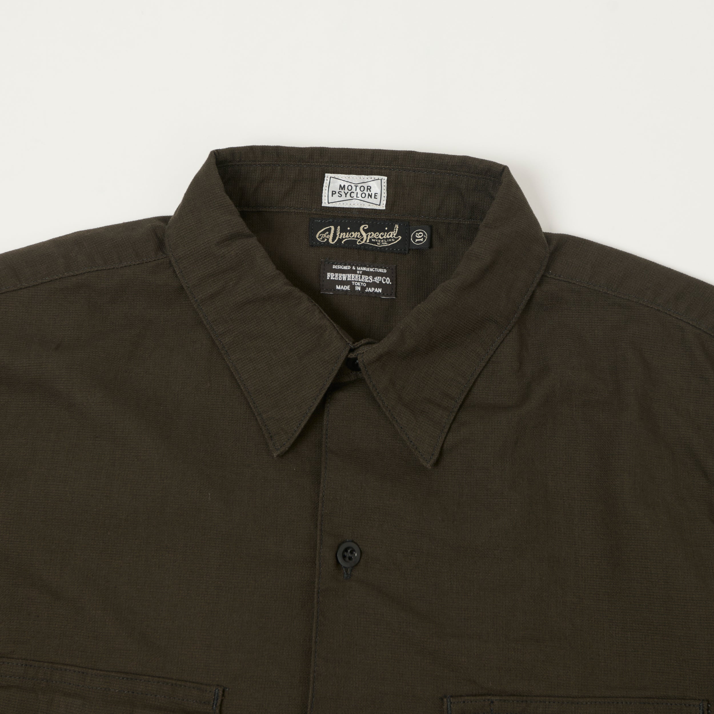Freewheelers & Co Motor Psyclone 'Corky' Short Sleeve Shirt - Waste Oil Black