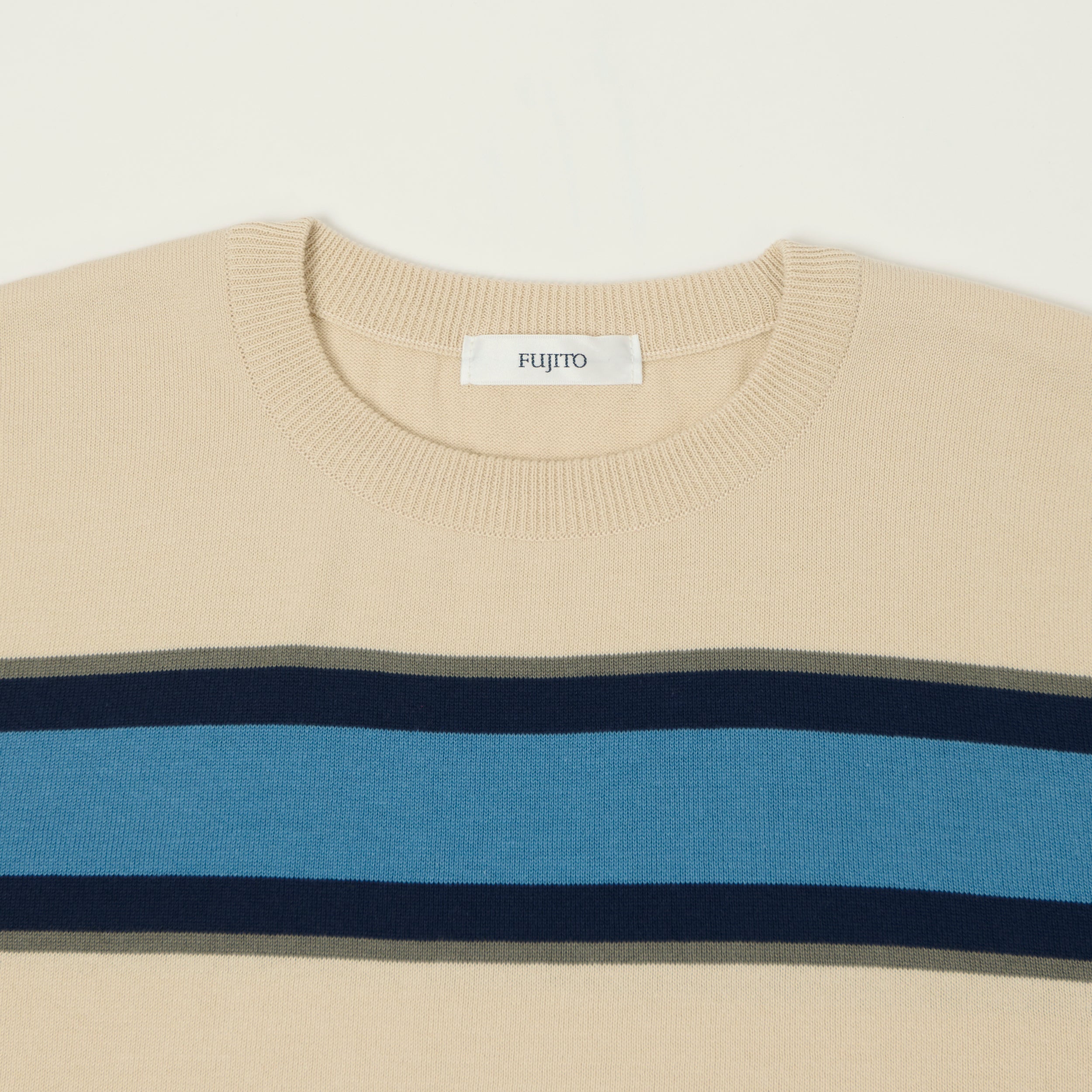 Fujito Border Knit T-Shirt - White