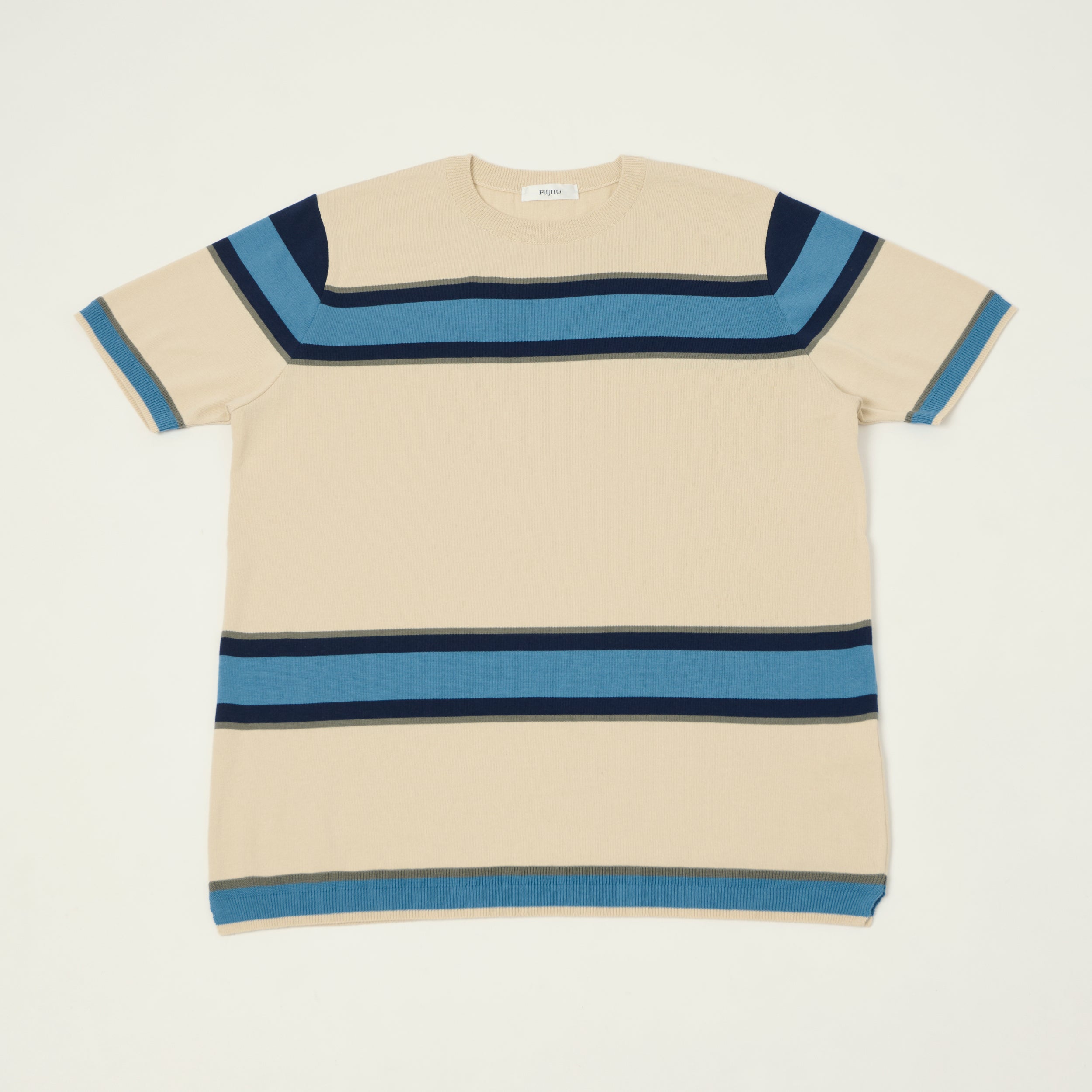 Fujito Border Knit T-Shirt - White