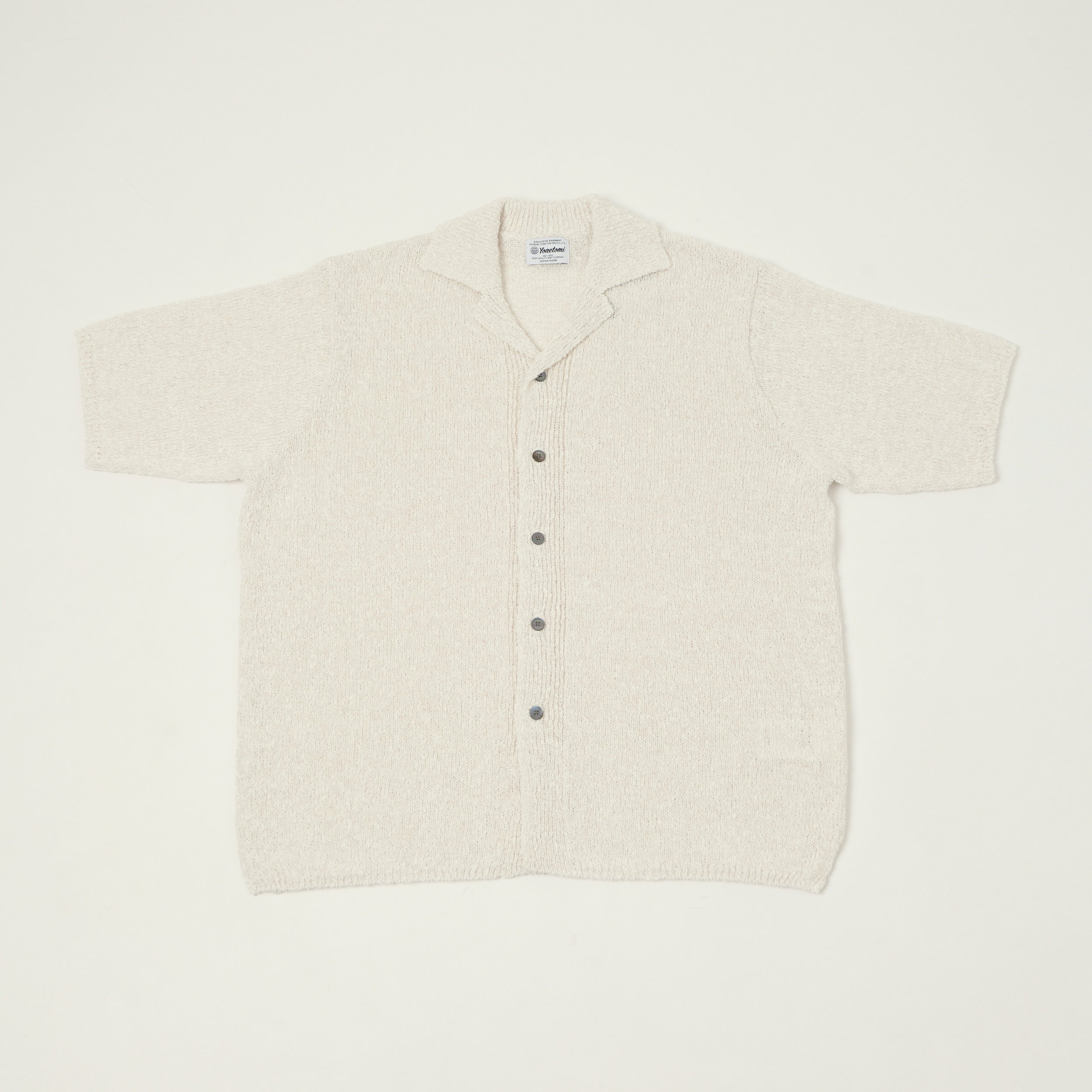Yonetomi 'Moku' Gima Slub Knit Shirt - White/Light Grey