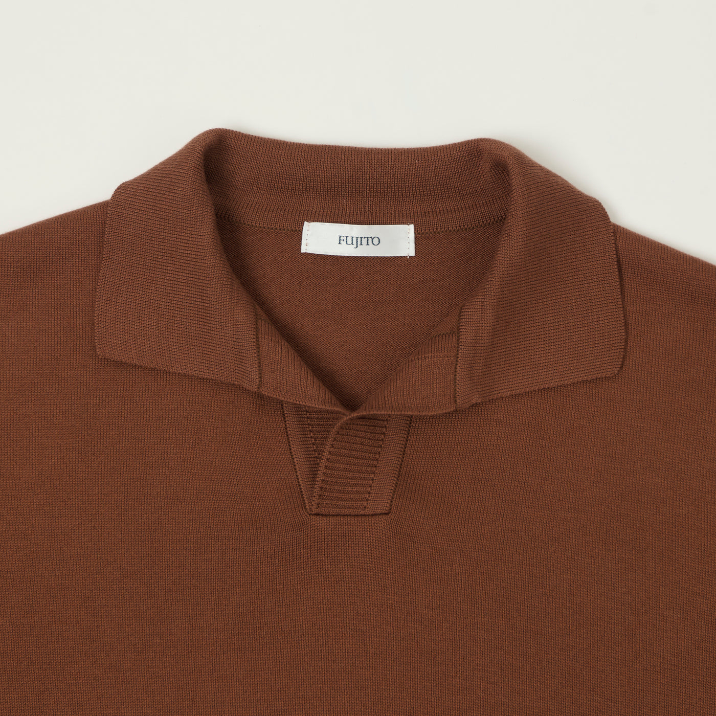 Fujito Knit Skipper Polo Shirt - Brown
