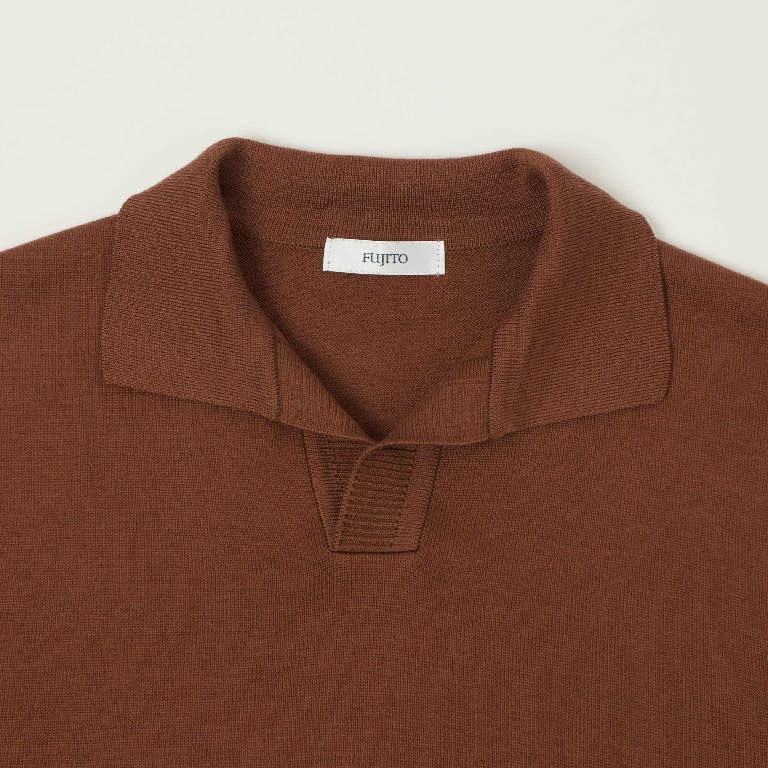 Fujito Knit Skipper Polo Shirt - Brown