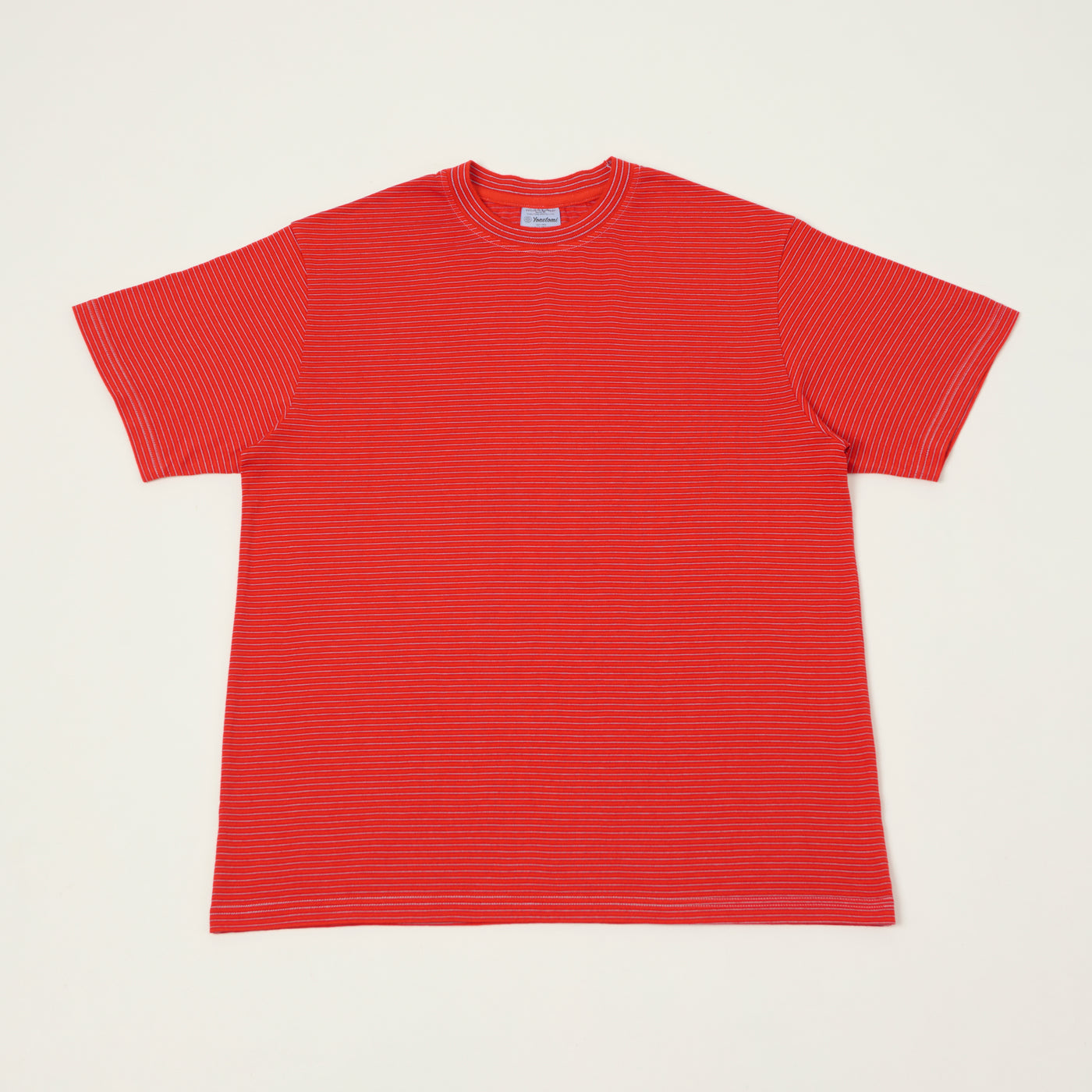 Yonetomi 'New Basic' Garment Dyed Stripe T-Shirt - Red