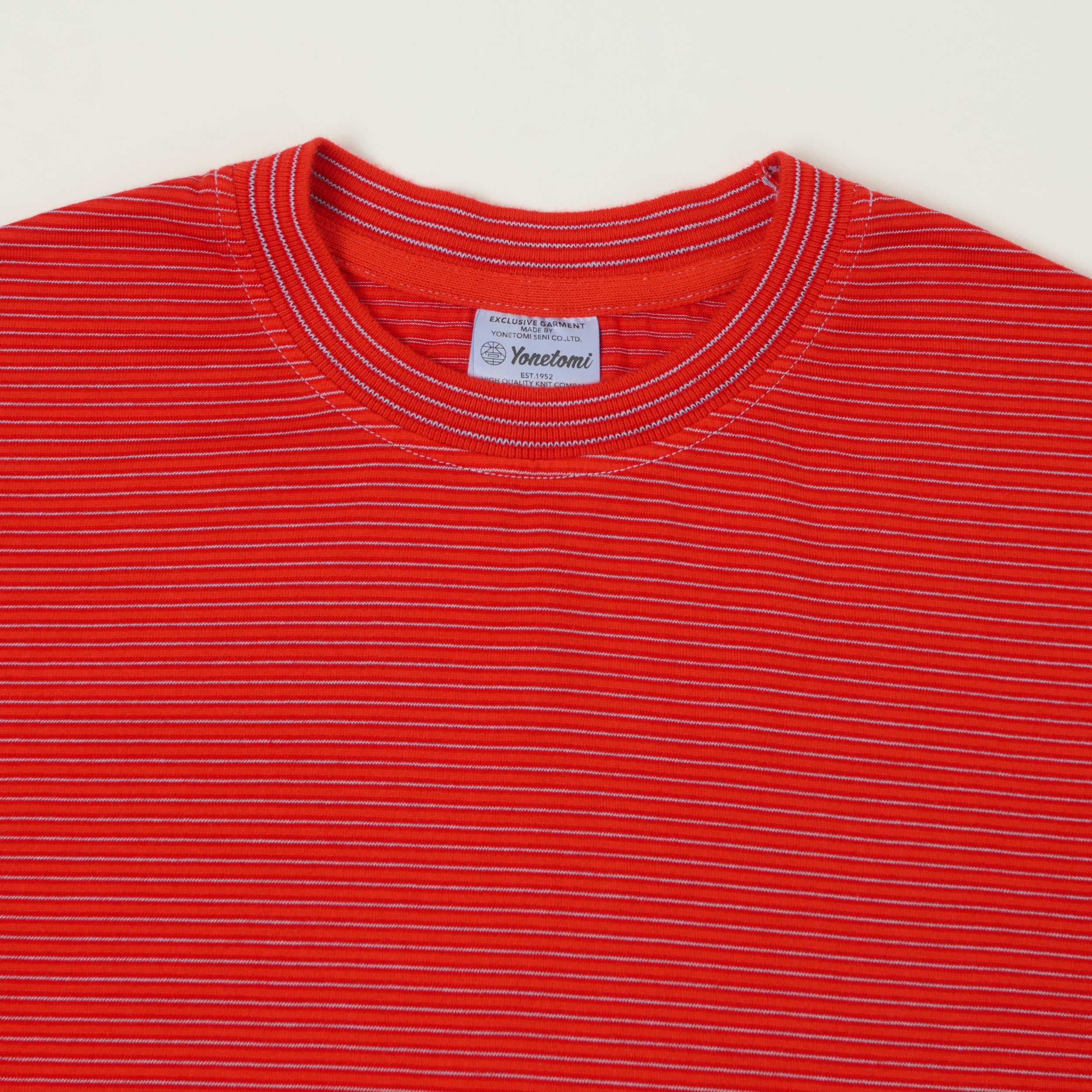 Yonetomi 'New Basic' Garment Dyed Stripe T-Shirt - Red