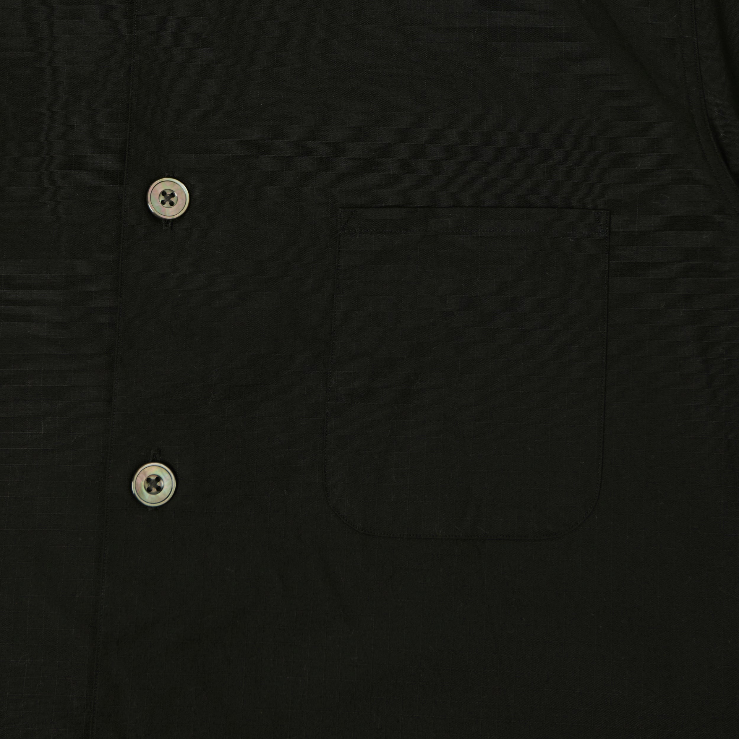 Fujito Rib Collar Short Sleeve Shirt - Black