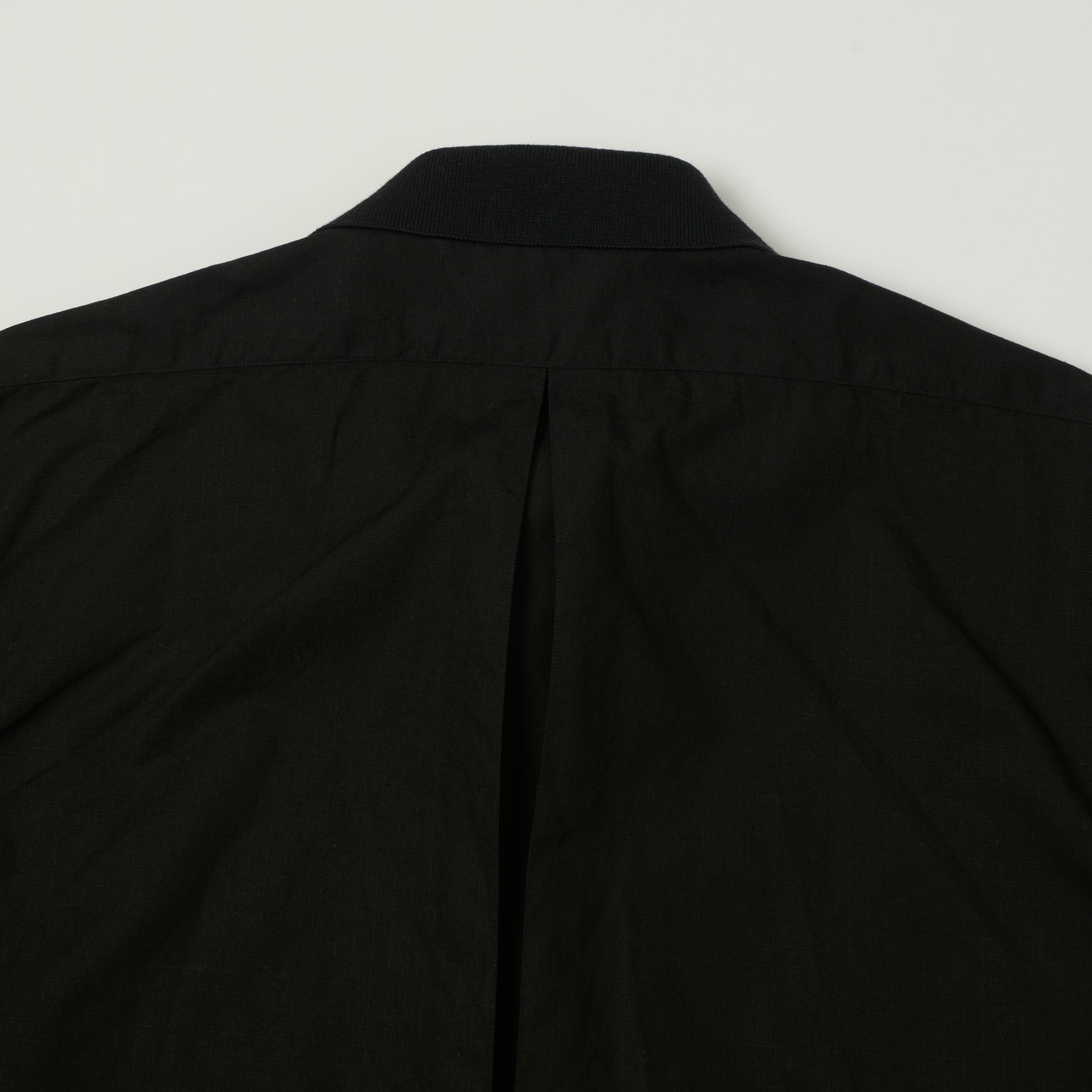 Fujito Rib Collar Short Sleeve Shirt - Black