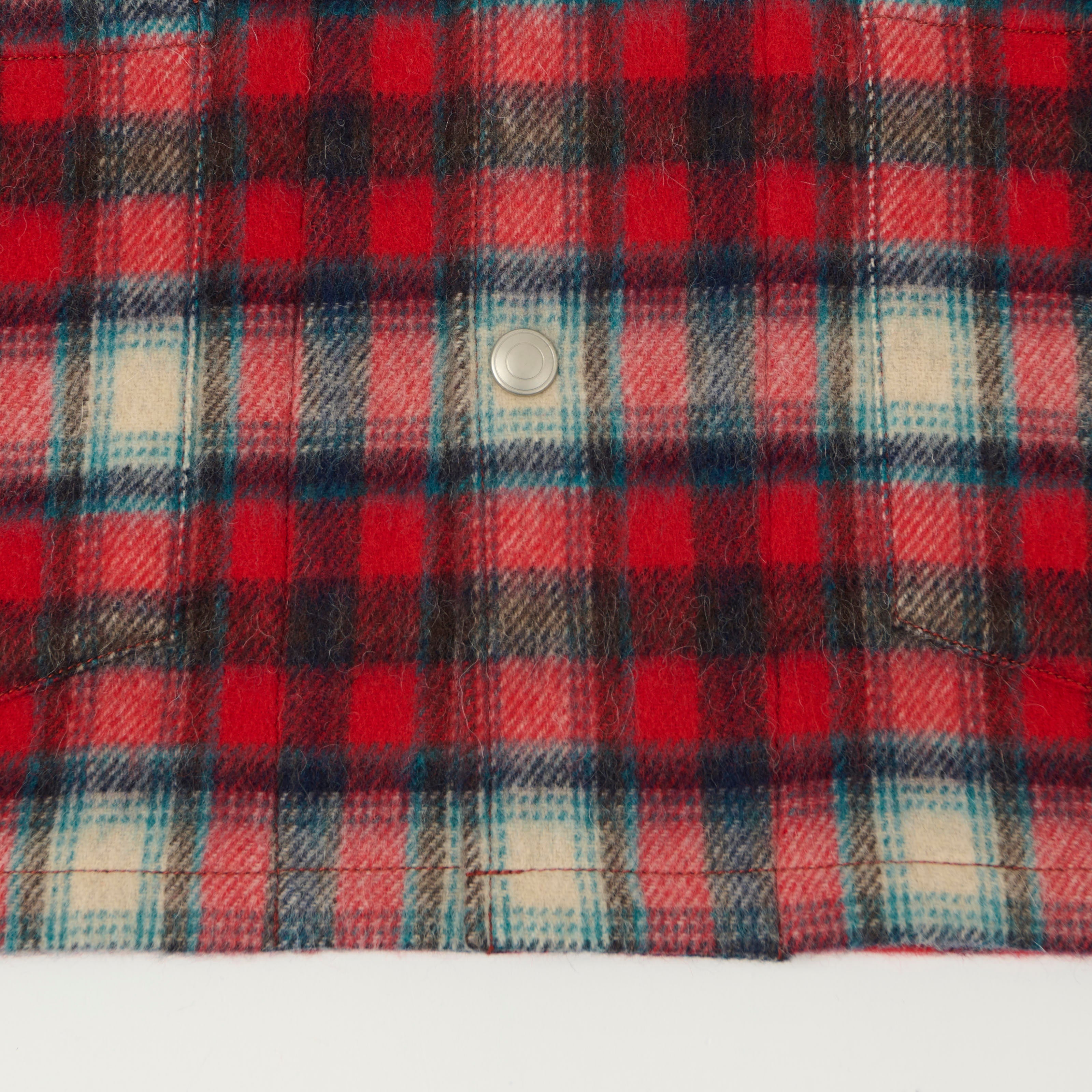 Fujito Brushed Wool Plaid 'CPO' Jacket - Red