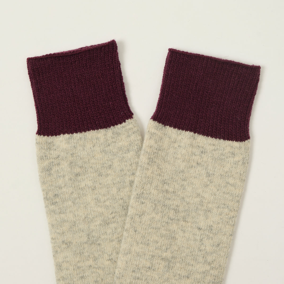 FULLCOUNT 6110 Wool Cashmere Military Socks - Oatmeal/Bordeaux