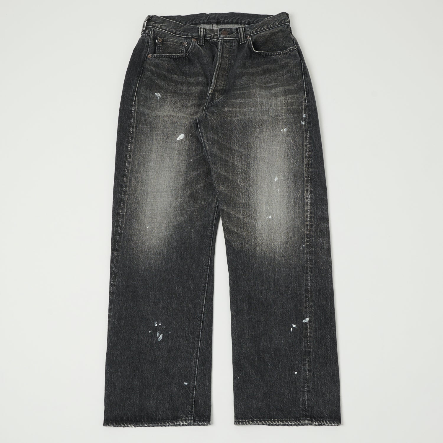 FULLCOUNT 0105 13.7oz Wide Straight Jean - Black 'Splatter Dartford' Wash
