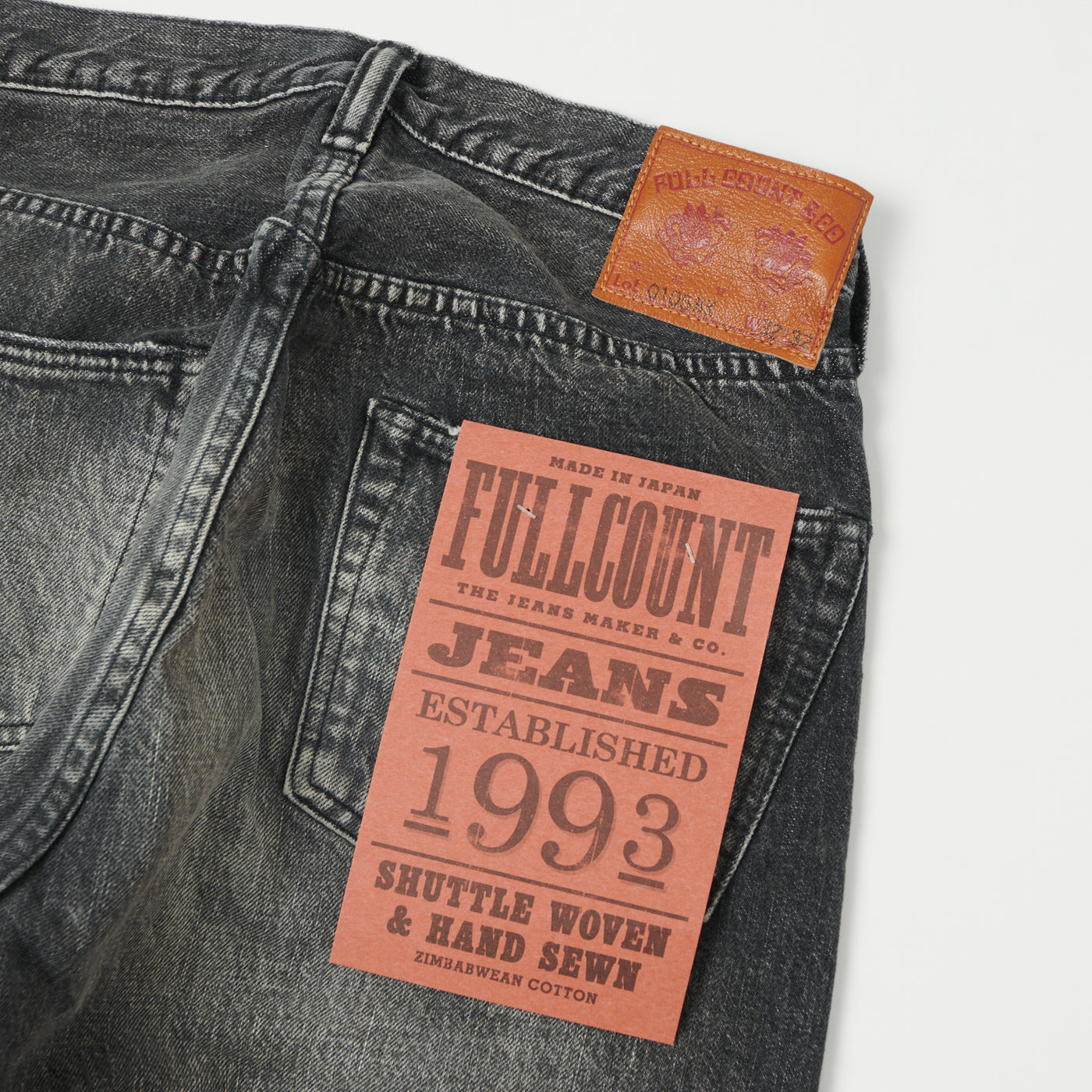 FULLCOUNT 0105 13.7oz Wide Straight Jean - Black 'Splatter Dartford' Wash