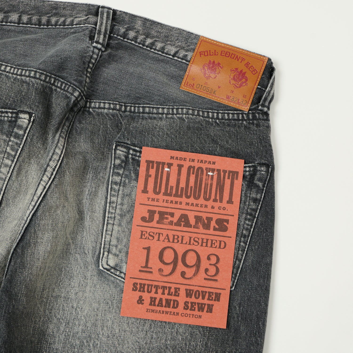 FULLCOUNT 0105 13.7oz Wide Straight Jean - Black 'Dartford' Wash