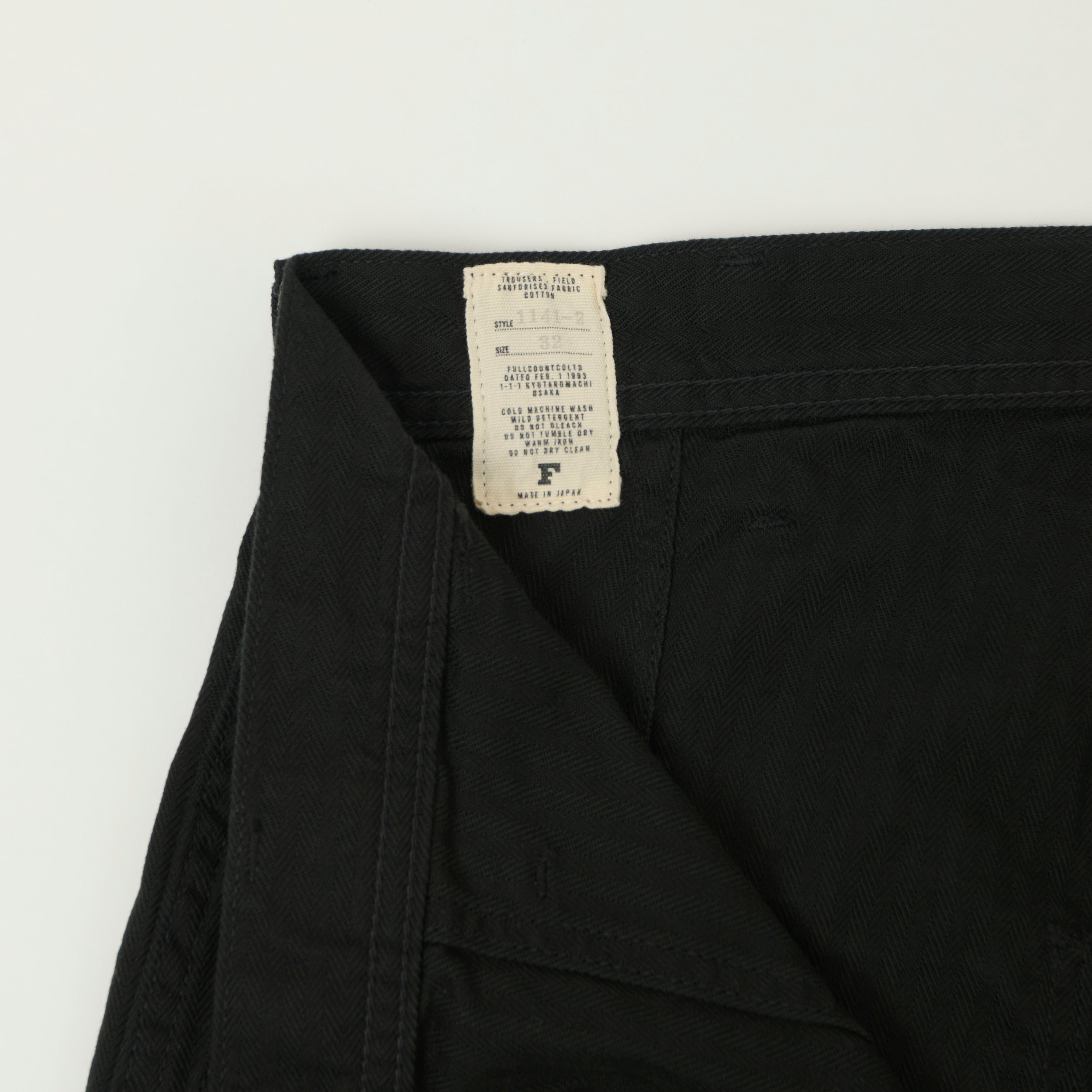 FULLCOUNT 1141 Herringbone Twill U.S. Navy Seamens Trousers - Black