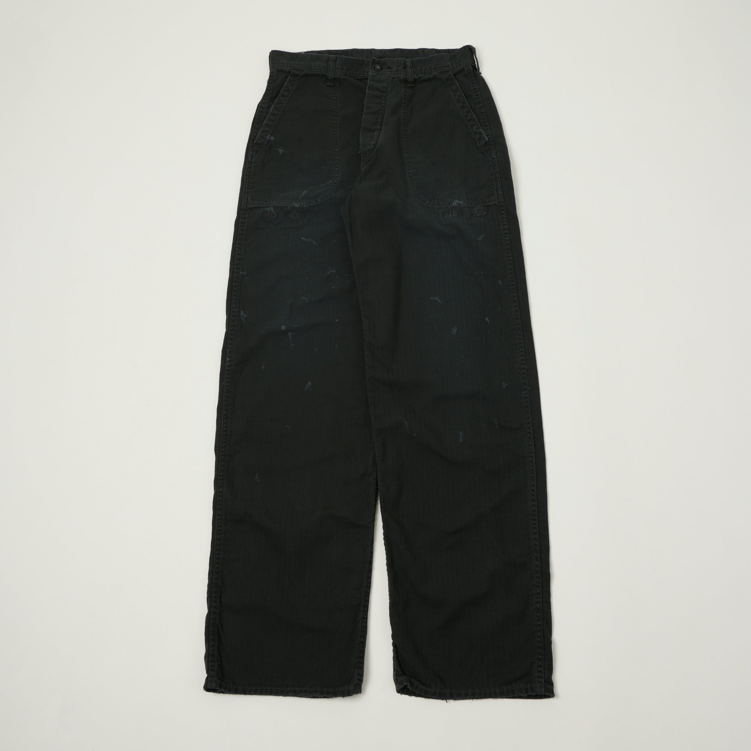 FULLCOUNT 1141 Herringbone Twill 'Vintage Effect' U. S. Navy Seamens Trousers  - Black