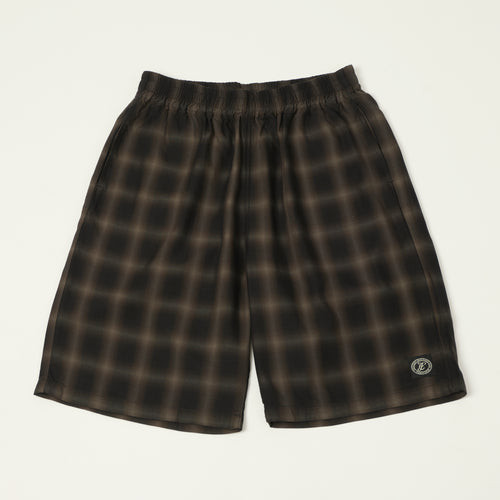 FULLCOUNT 1143 Ombre Check Resort Shorts - Black