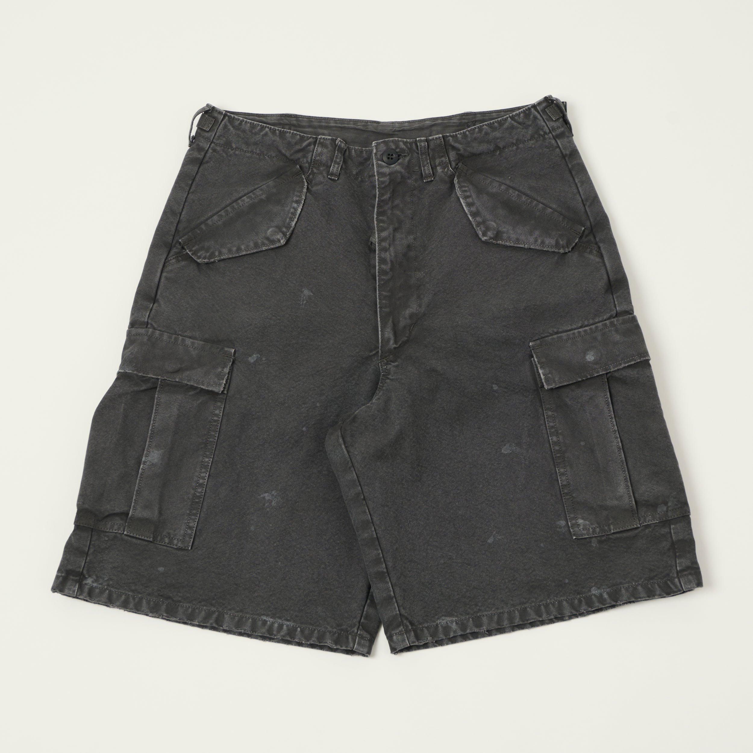 FULLCOUNT 1144 'Vintage Effect' Tent Cloth Field Cargo Shorts - Faded Black