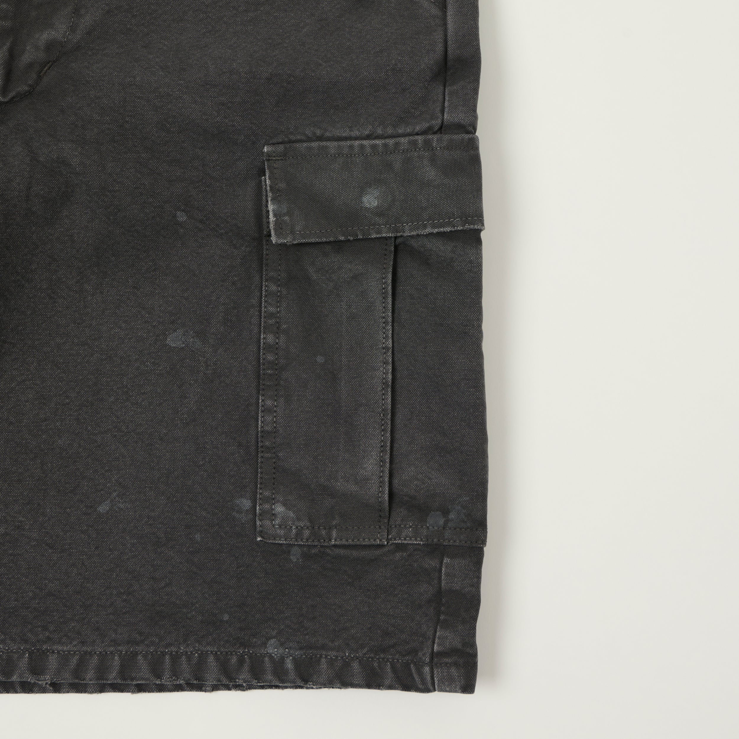 FULLCOUNT 1144 'Vintage Effect' Tent Cloth Field Cargo Shorts - Faded Black